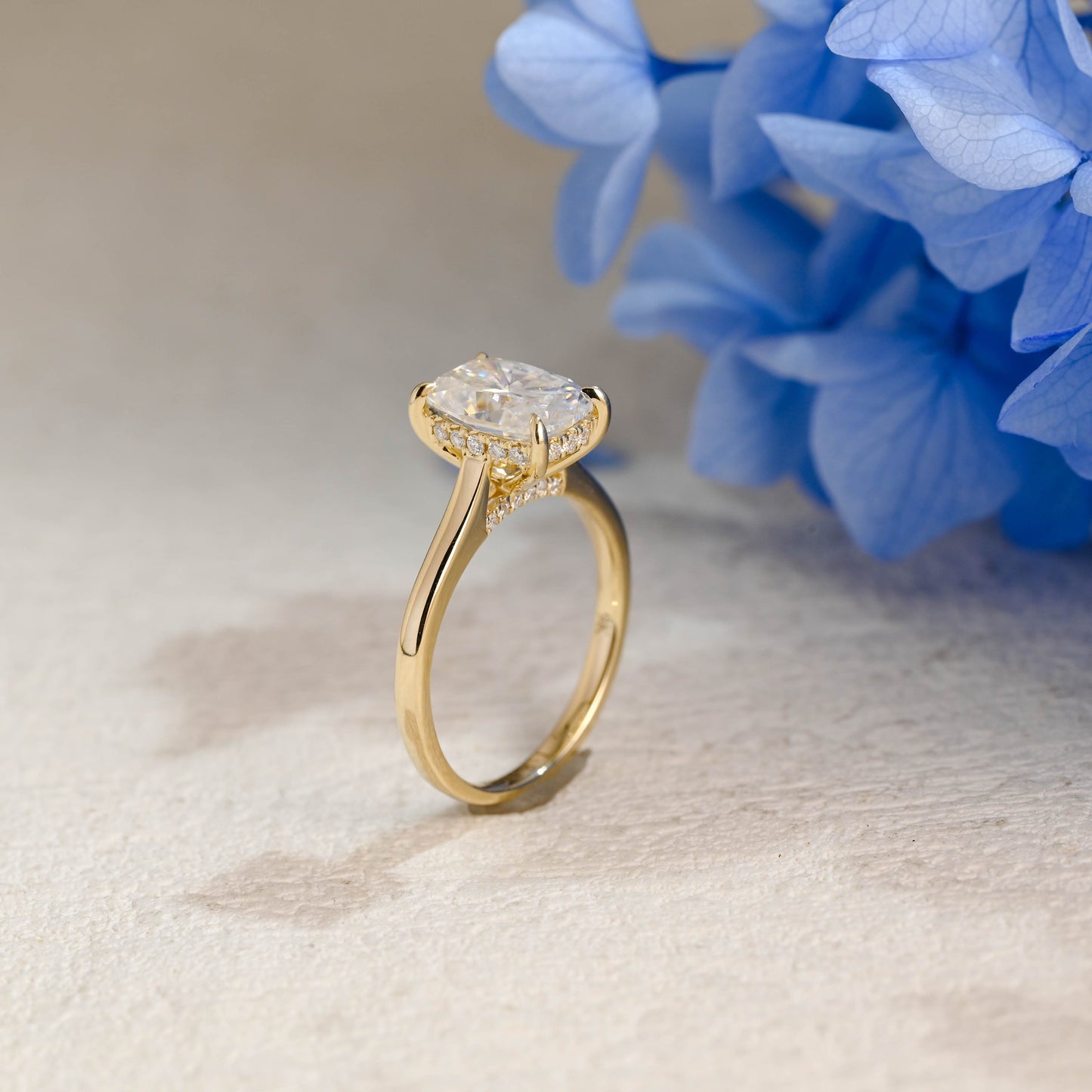 CausYou cushion cut moissanite engagement ring Solid Gold Hidden Halo Elongated Cushion Cut Moissanite Engagement Ring (Copy)