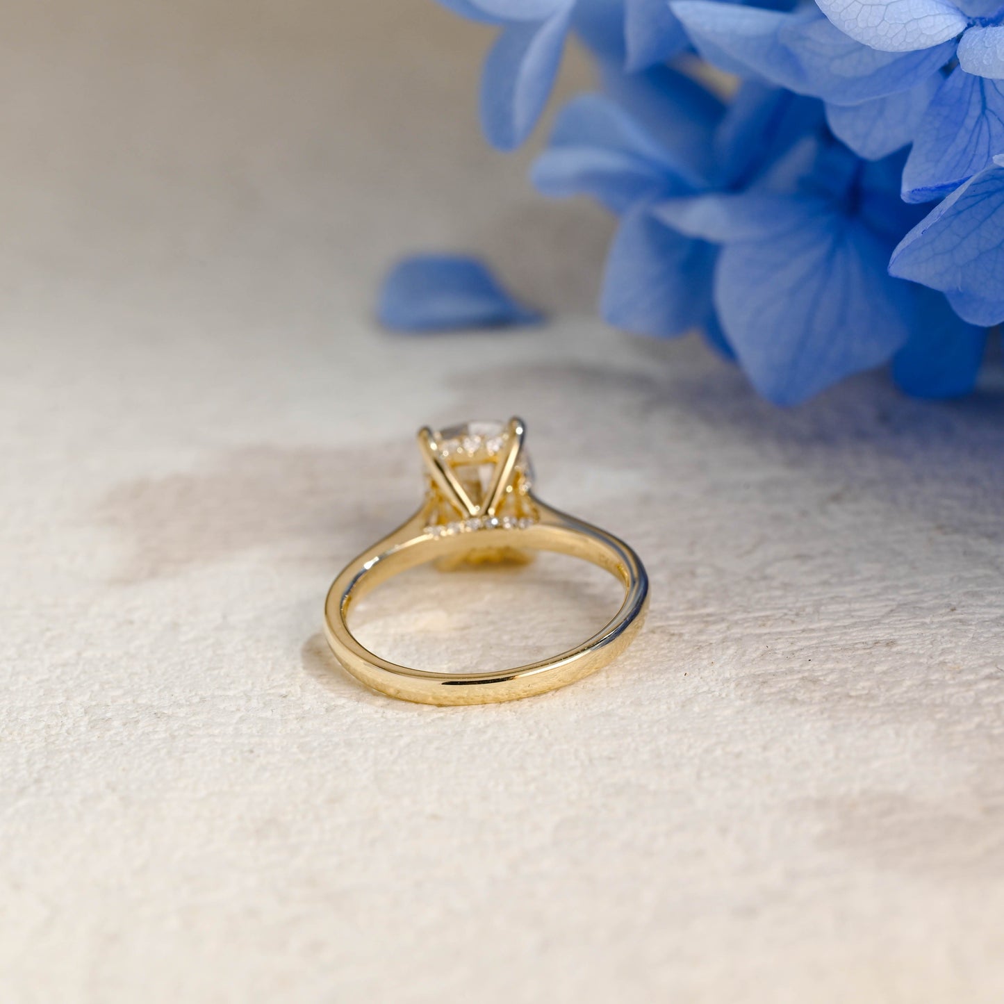 CausYou cushion cut moissanite engagement ring Solid Gold Hidden Halo Elongated Cushion Cut Moissanite Engagement Ring (Copy)