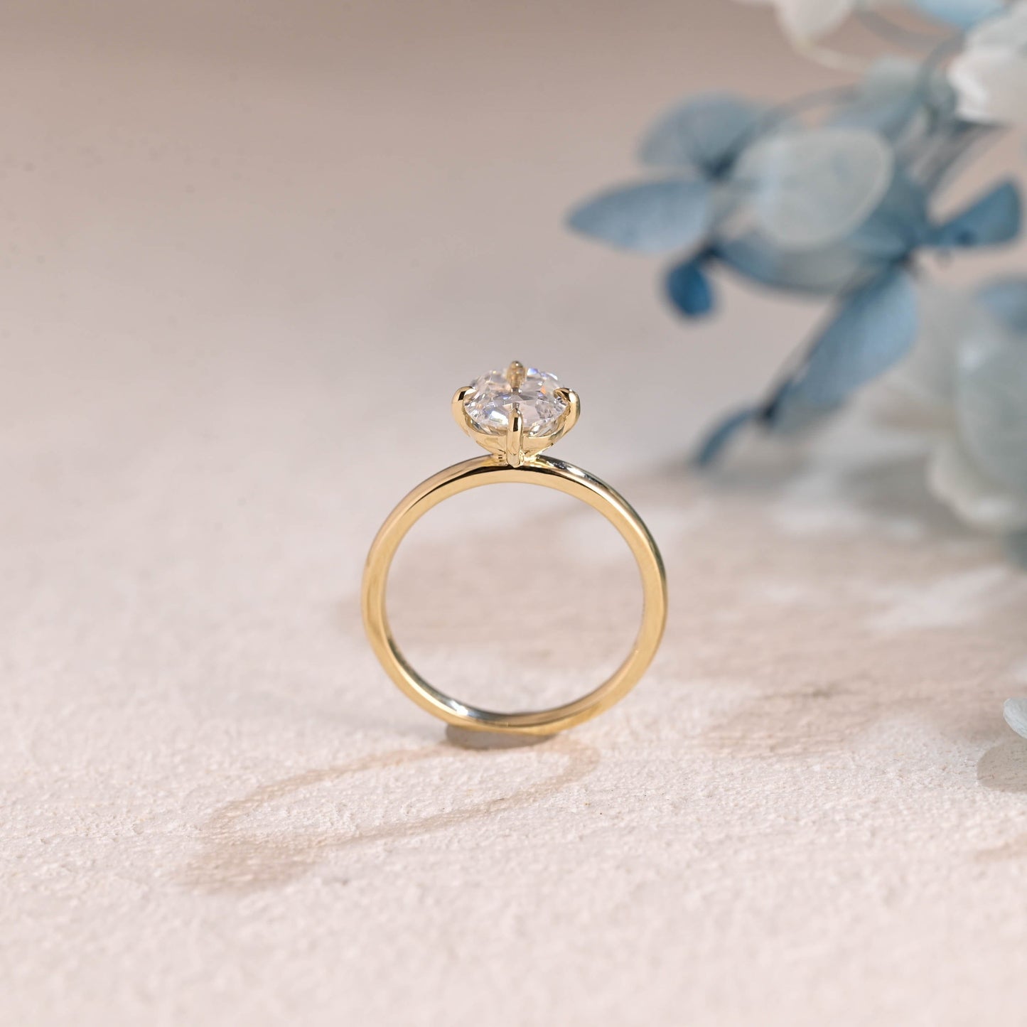 CausYou cushion cut moissanite engagement ring Solid Gold Old European Elongated Cushion Cut Moissanite Engagement Ring Compass Ring
