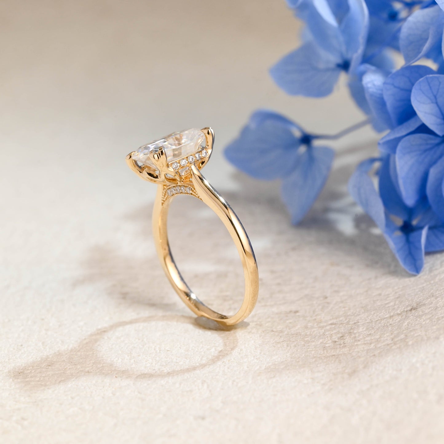 CausYou cushion cut moissanite engagement ring Solid Gold Old Mine Elongated Cushion Cut Moissanite Engagement Ring