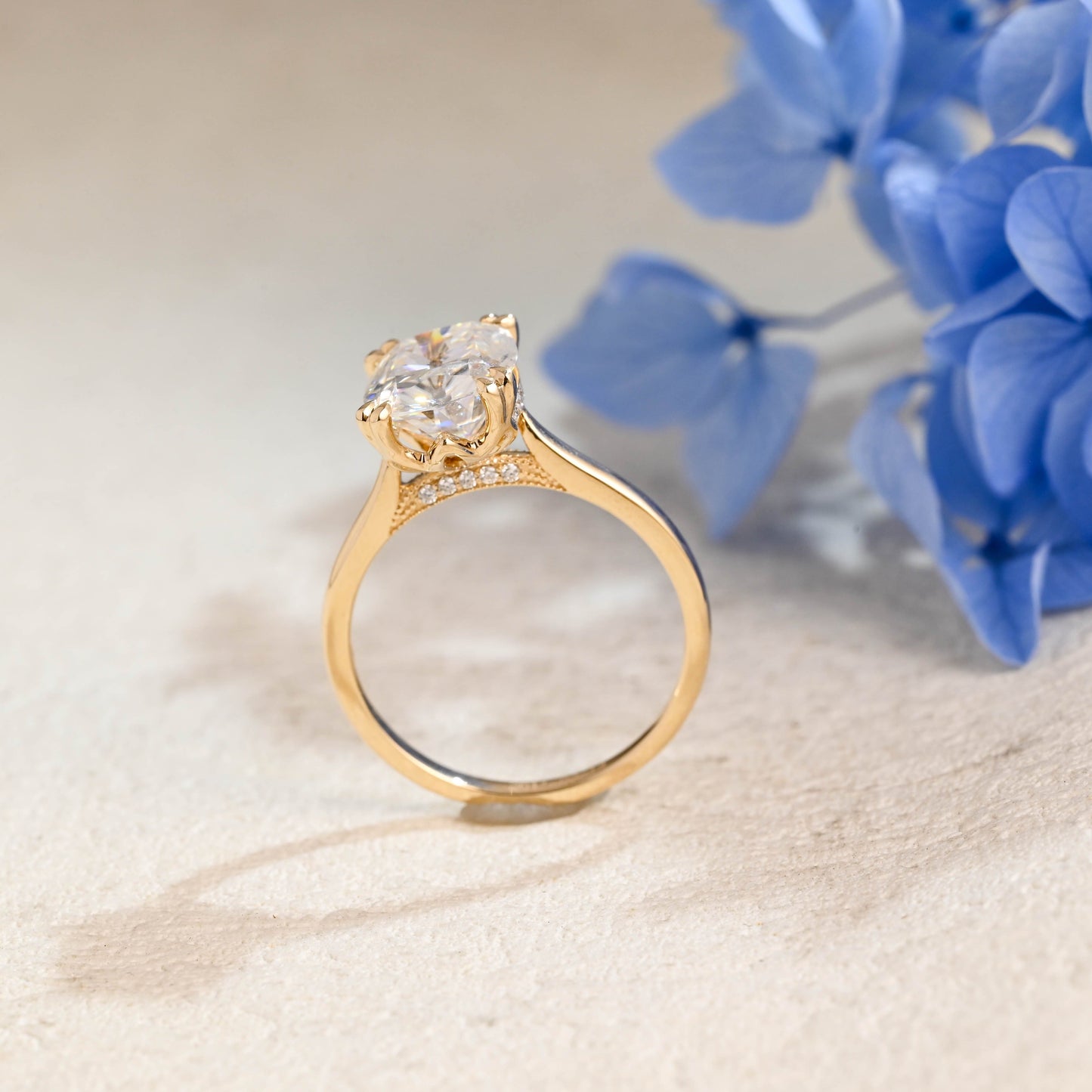 CausYou cushion cut moissanite engagement ring Solid Gold Old Mine Elongated Cushion Cut Moissanite Engagement Ring
