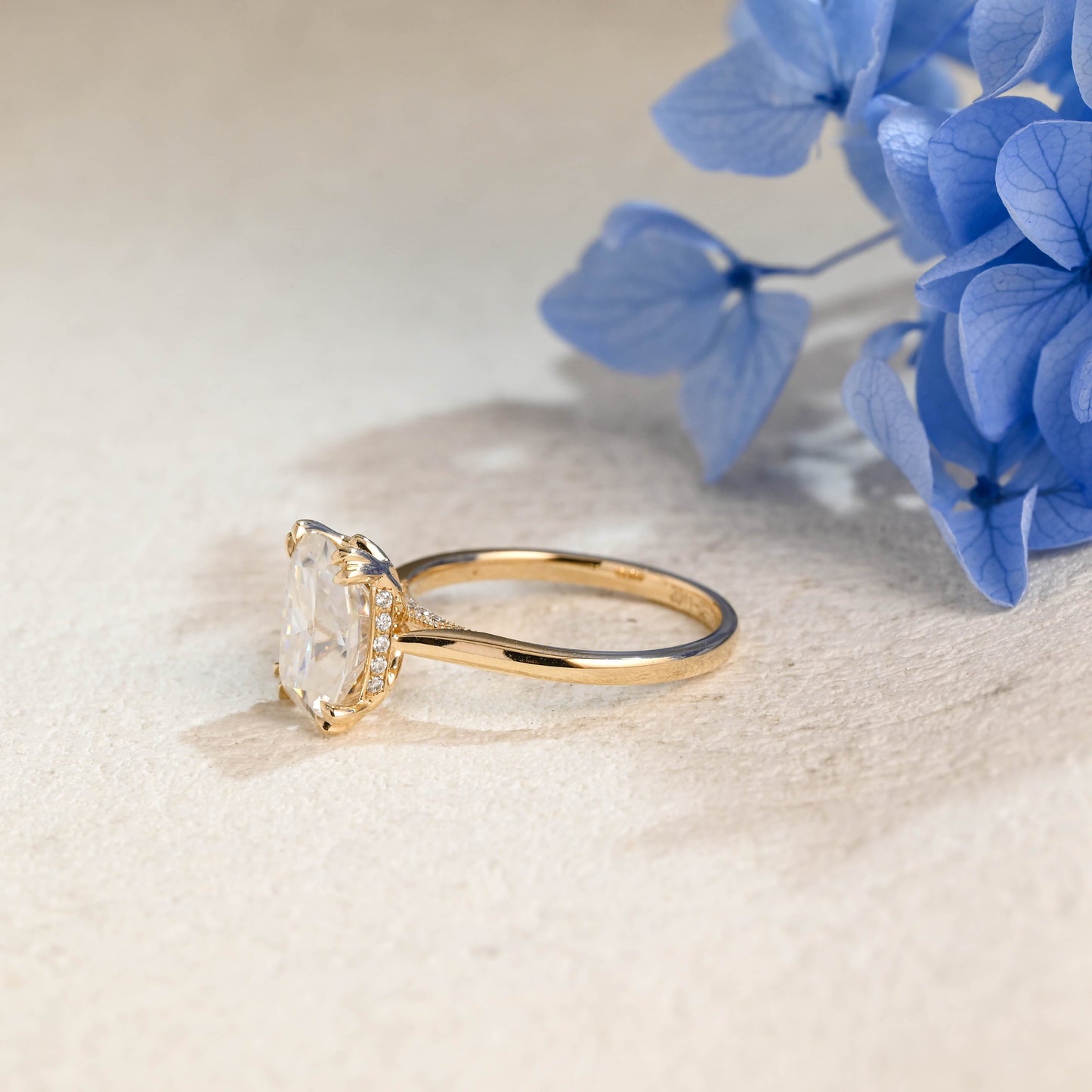 CausYou cushion cut moissanite engagement ring Solid Gold Old Mine Elongated Cushion Cut Moissanite Engagement Ring
