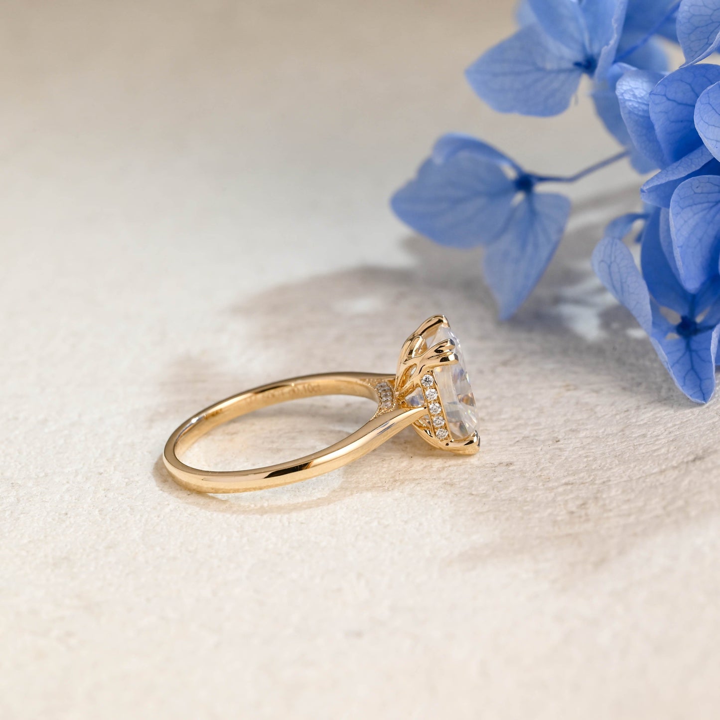 CausYou cushion cut moissanite engagement ring Solid Gold Old Mine Elongated Cushion Cut Moissanite Engagement Ring