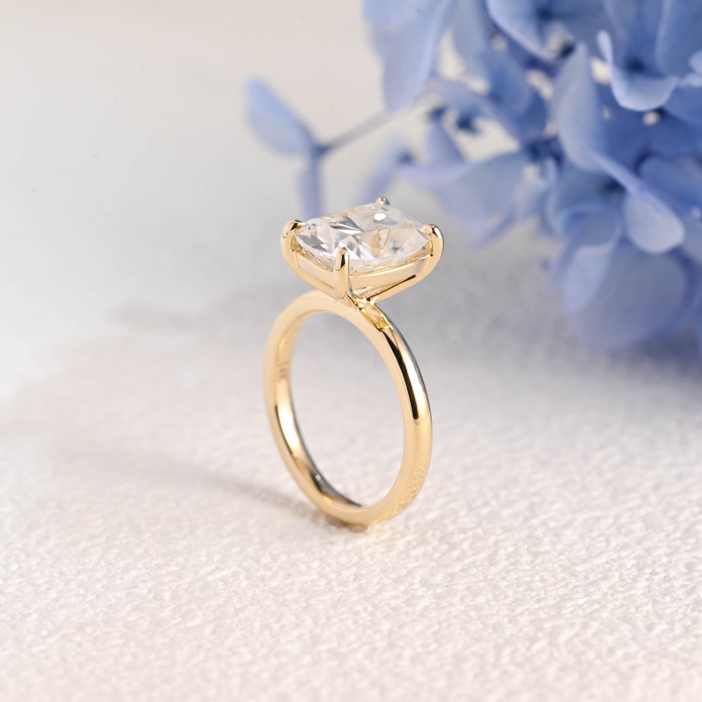 CausYou cushion cut moissanite engagement ring Solid Gold Solitaire Elongated Cushion Cut Moissanite Engagement Ring