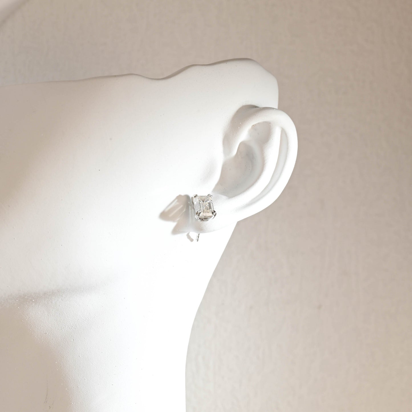 CausYou earrings CausYou Solid Gold Emerald Cut Moissanite Earrings Studs, Solitaire Studs Accessories for Women Wife