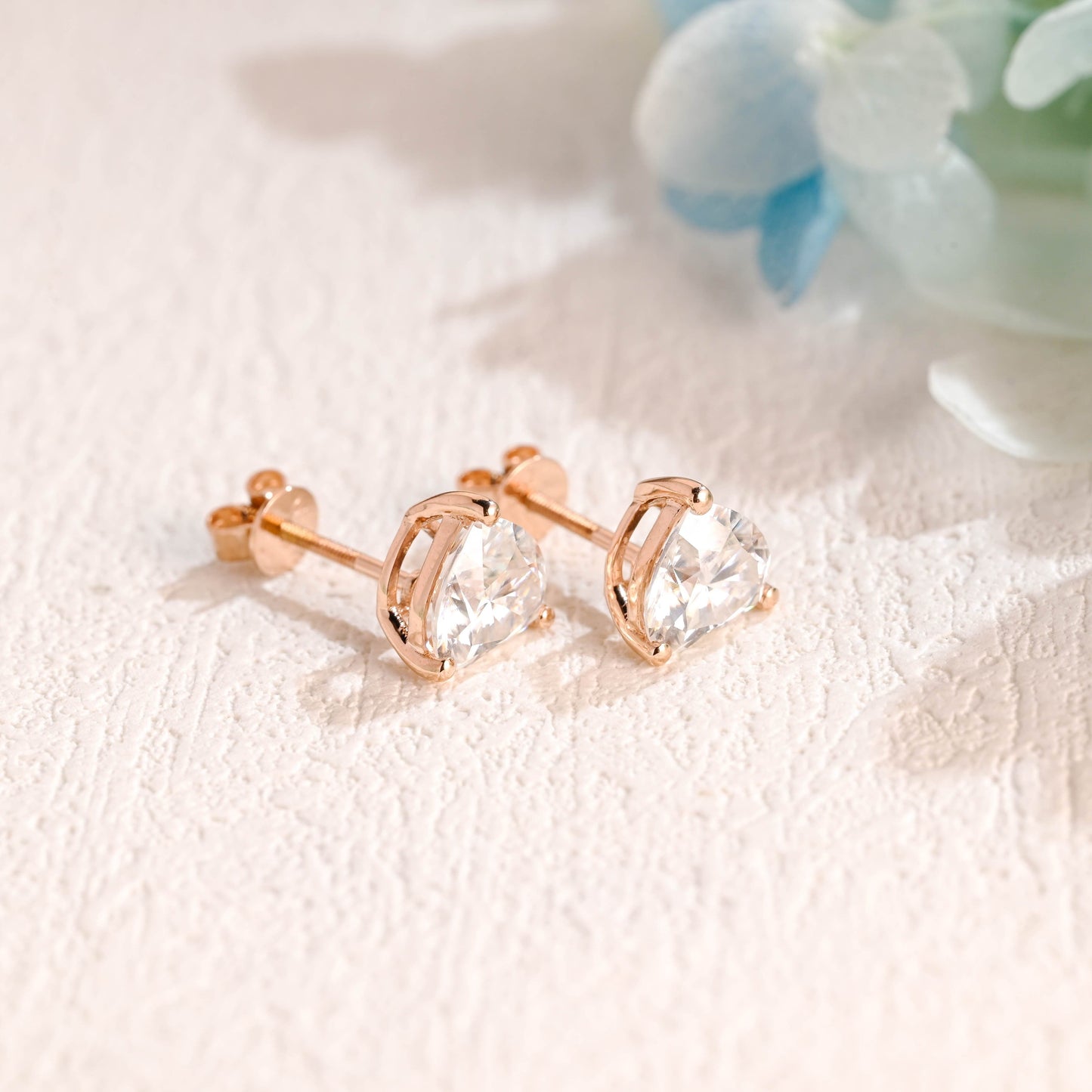 CausYou earrings CausYou Solid Gold Heart Cut Moissanite Earrings Studs