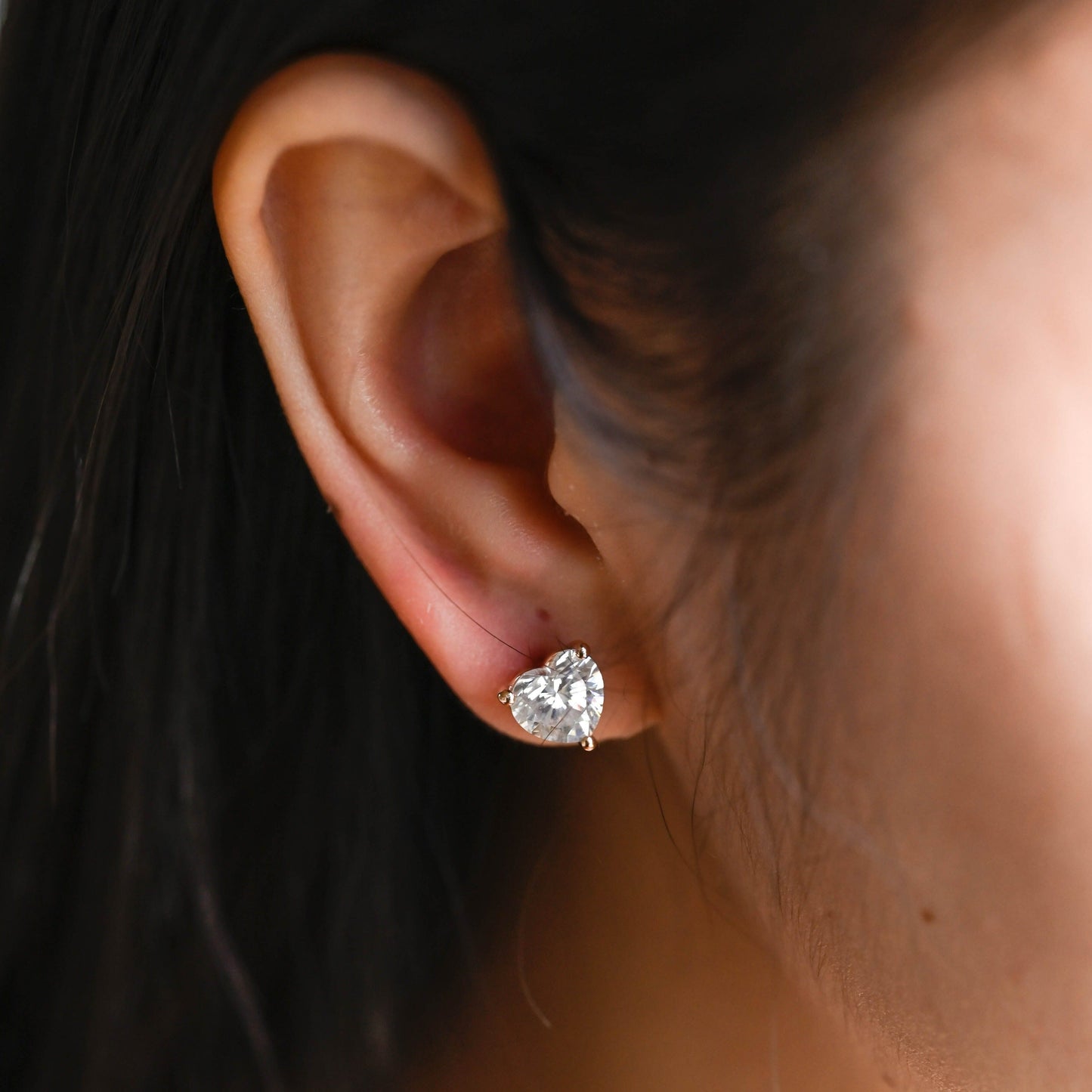 CausYou earrings CausYou Solid Gold Heart Cut Moissanite Earrings Studs, Minimalist Earrings Studs, Engagement Gift for Women Wife