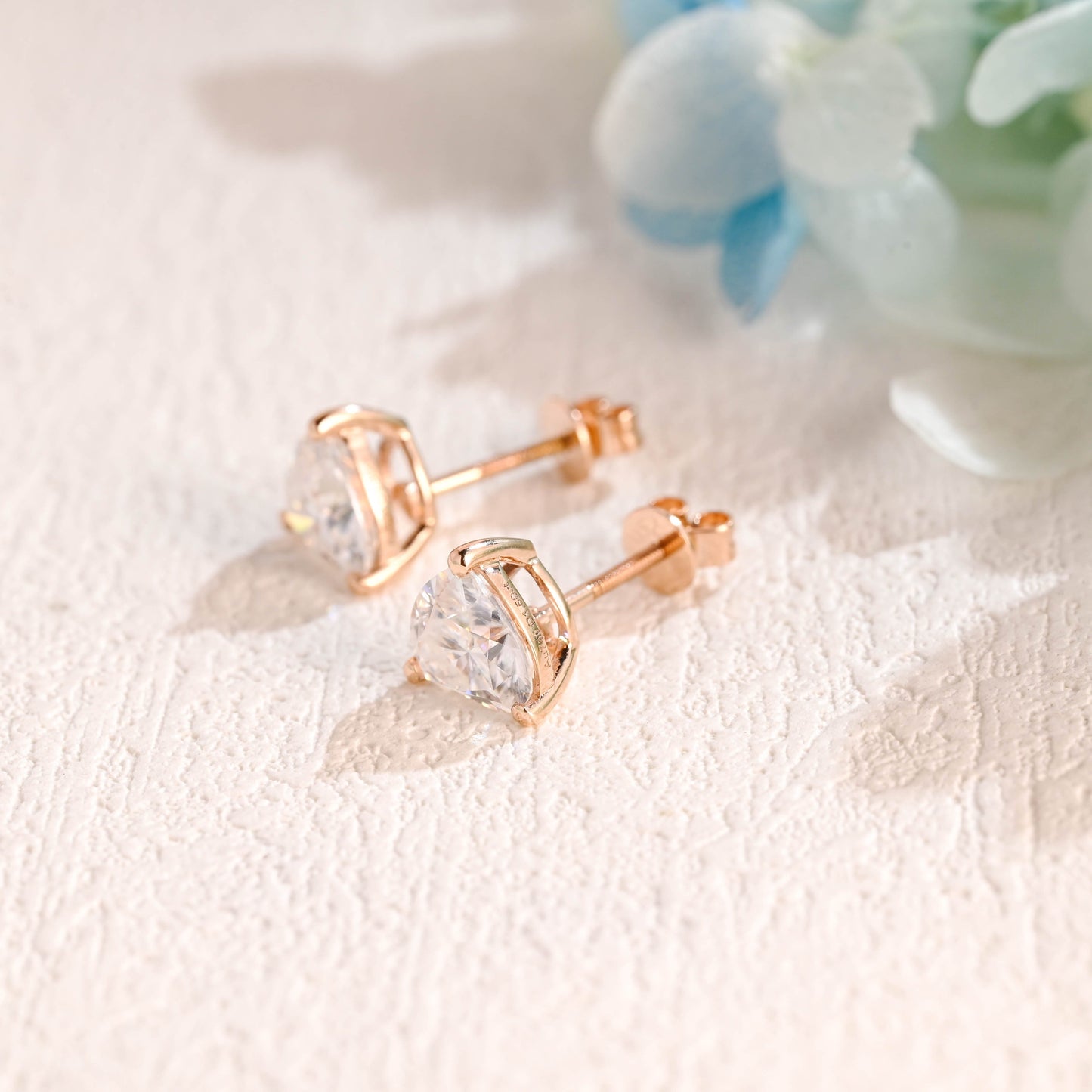 CausYou earrings CausYou Solid Gold Heart Cut Moissanite Earrings Studs, Minimalist Earrings Studs, Engagement Gift for Women Wife