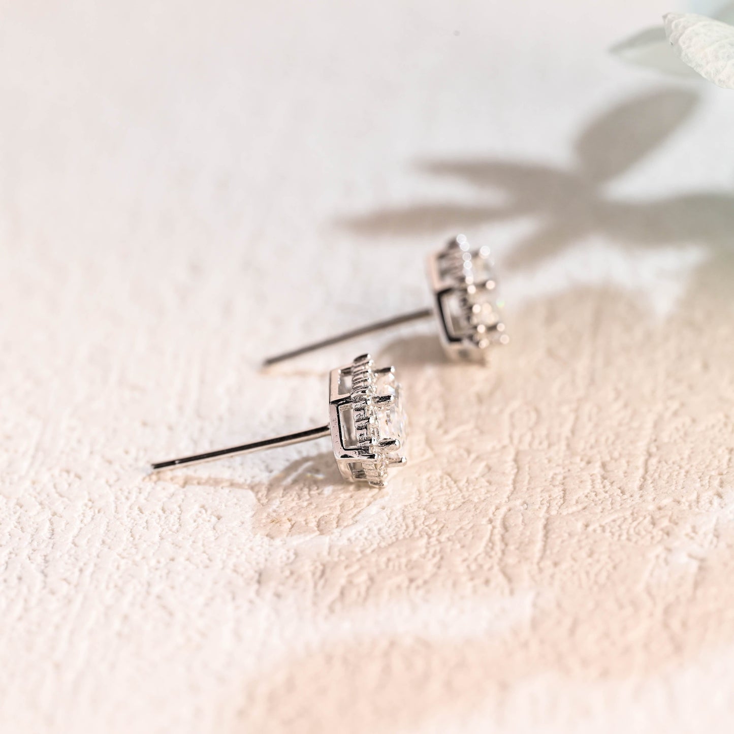 CausYou earrings CausYou Solid Gold Hexagonal Cut Moissanite Earring Studs, Wedding Studs, Gift for Women Wife