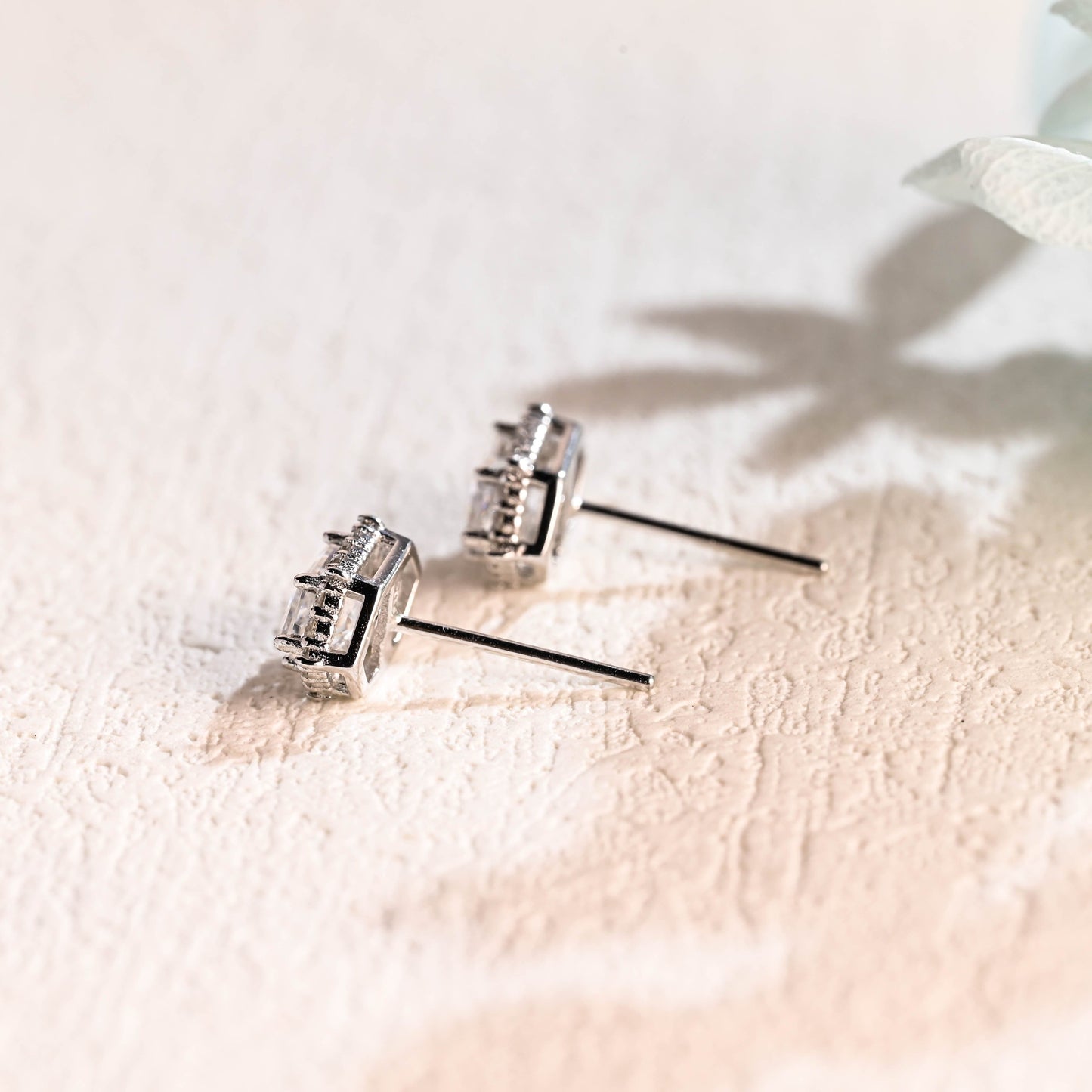CausYou earrings CausYou Solid Gold Hexagonal Cut Moissanite Earring Studs, Wedding Studs, Gift for Women Wife