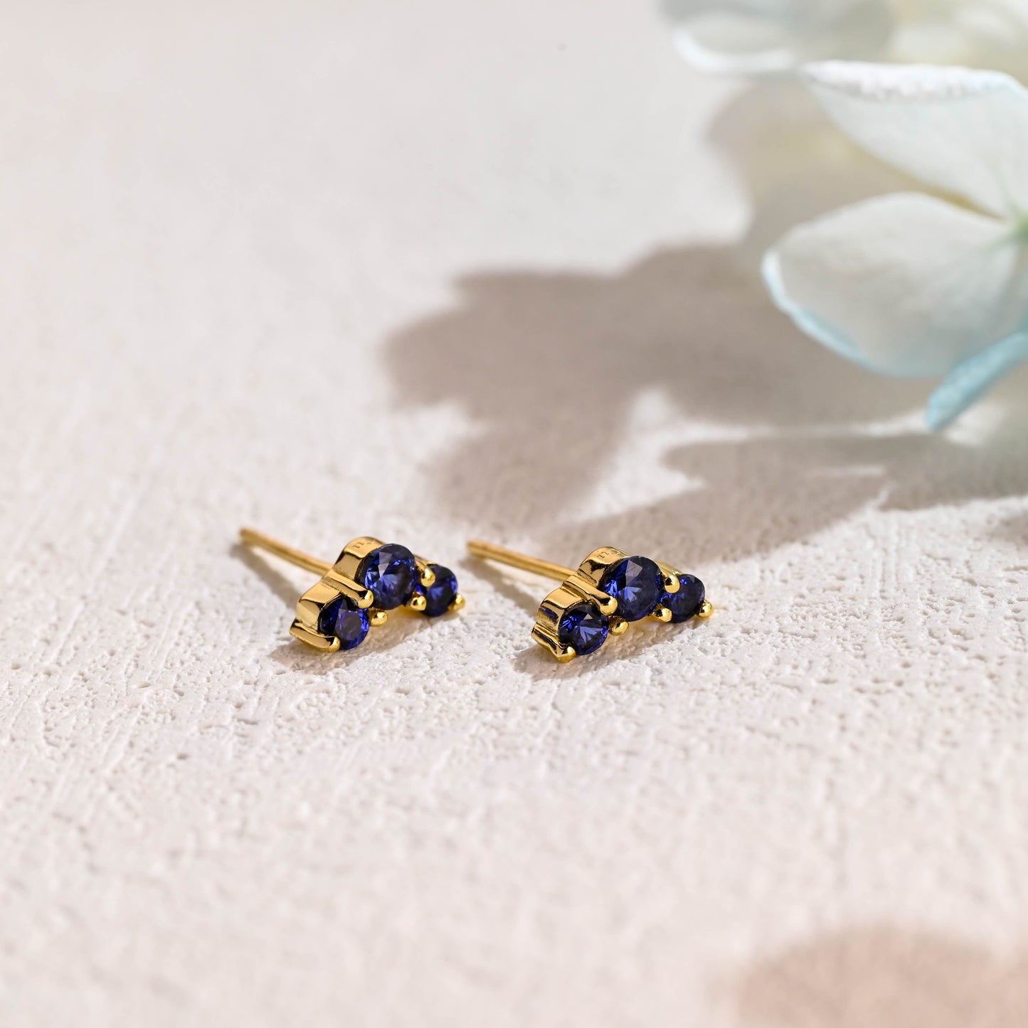 CausYou earrings CausYou Solid Gold Lab Grown Sapphire Earrings Studs, Climber Earrings Dainty Accessories for Women