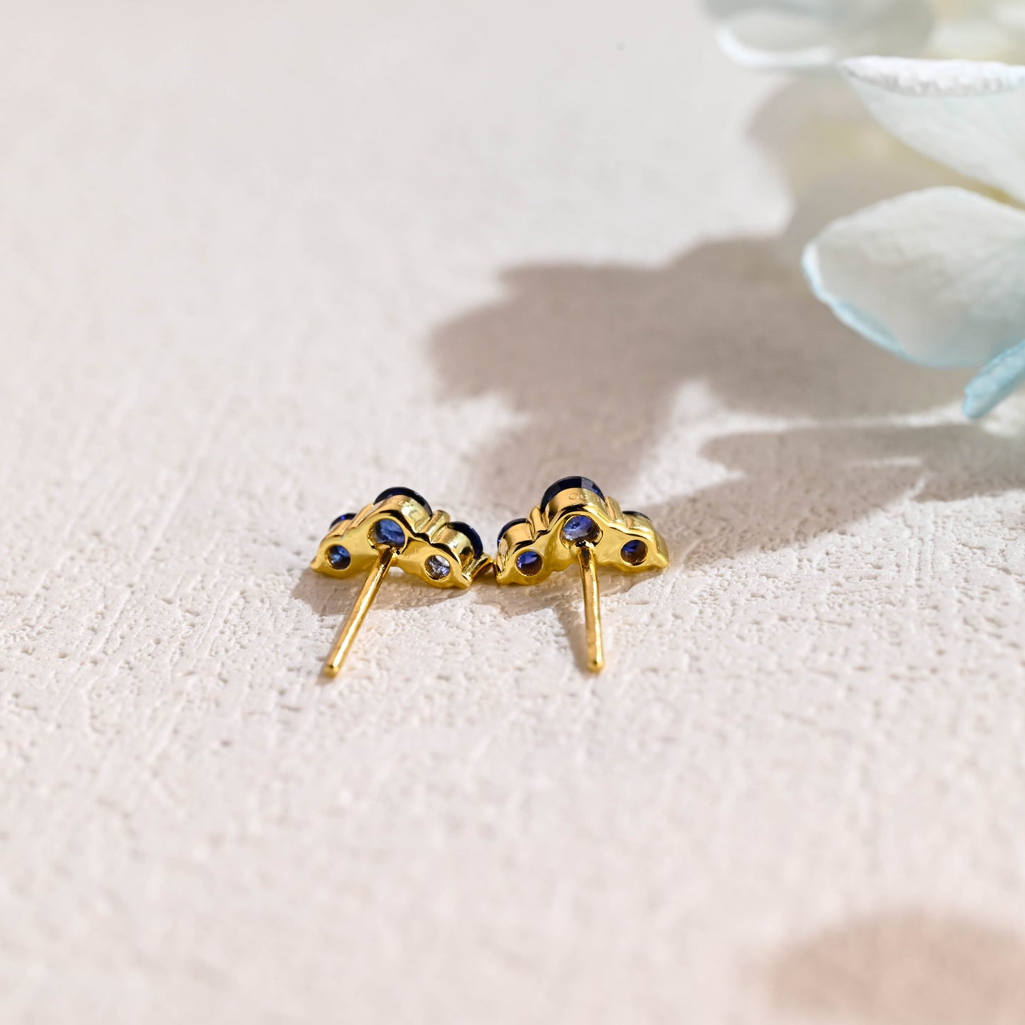 CausYou earrings CausYou Solid Gold Lab Grown Sapphire Earrings Studs, Climber Earrings Dainty Accessories for Women