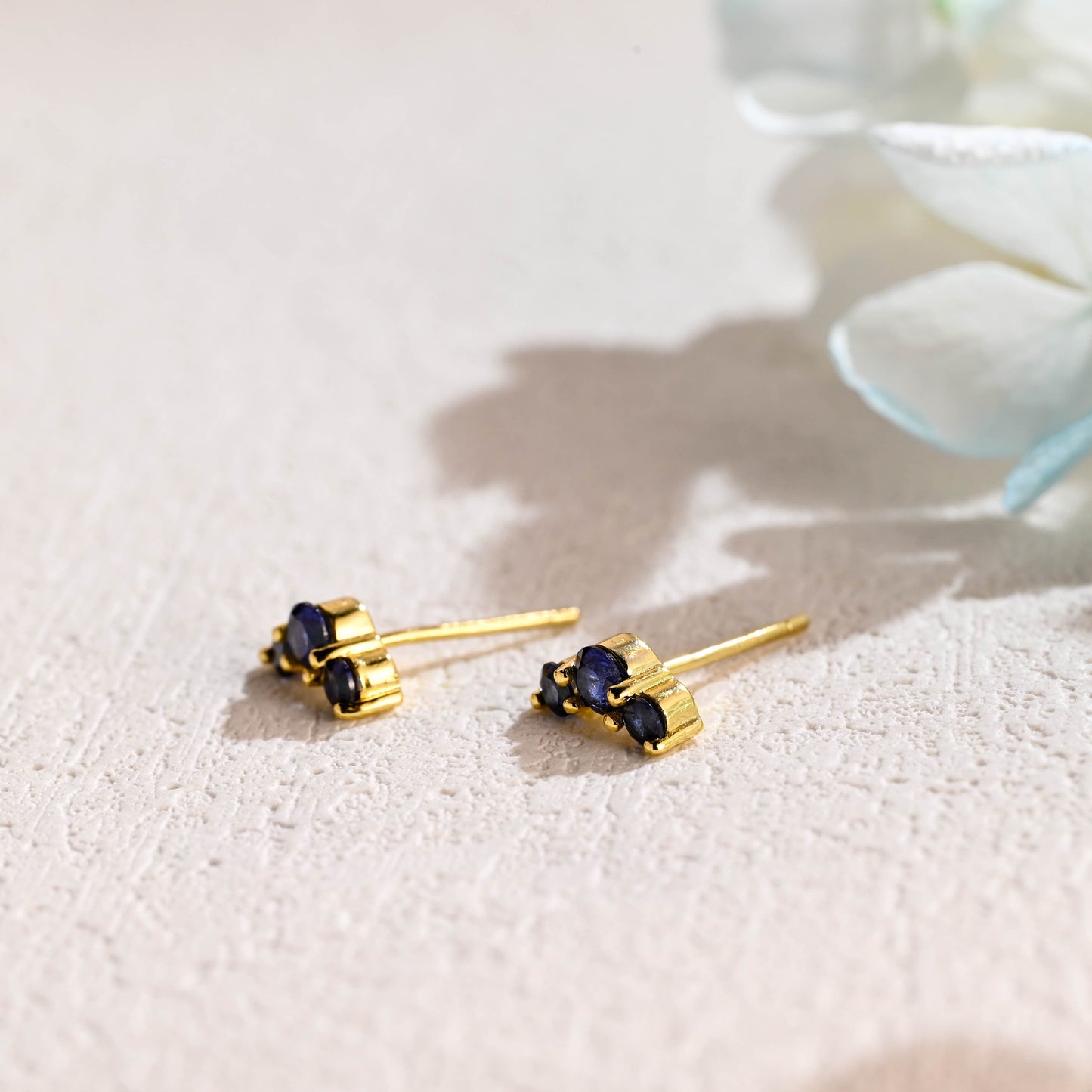 CausYou earrings CausYou Solid Gold Lab Grown Sapphire Earrings Studs, Climber Earrings Dainty Accessories for Women