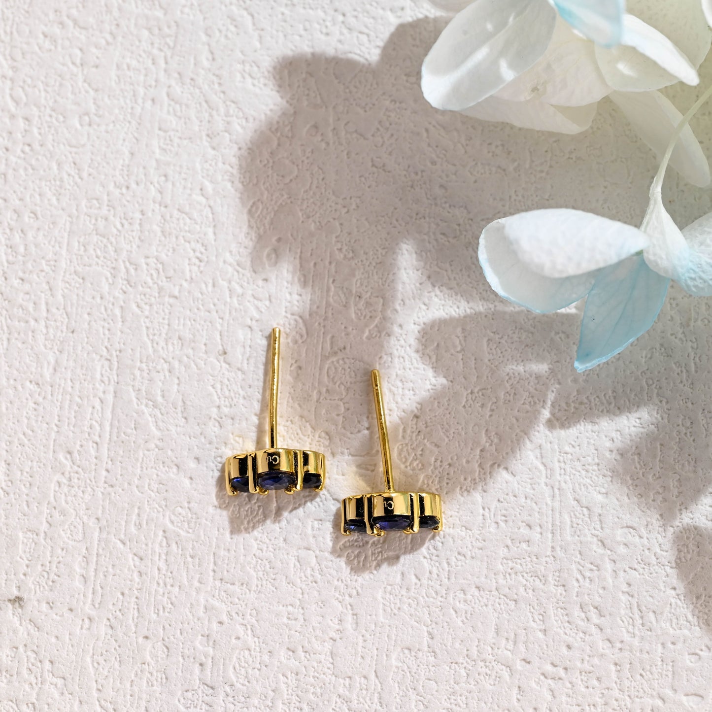CausYou earrings CausYou Solid Gold Lab Grown Sapphire Earrings Studs, Climber Earrings Dainty Accessories for Women