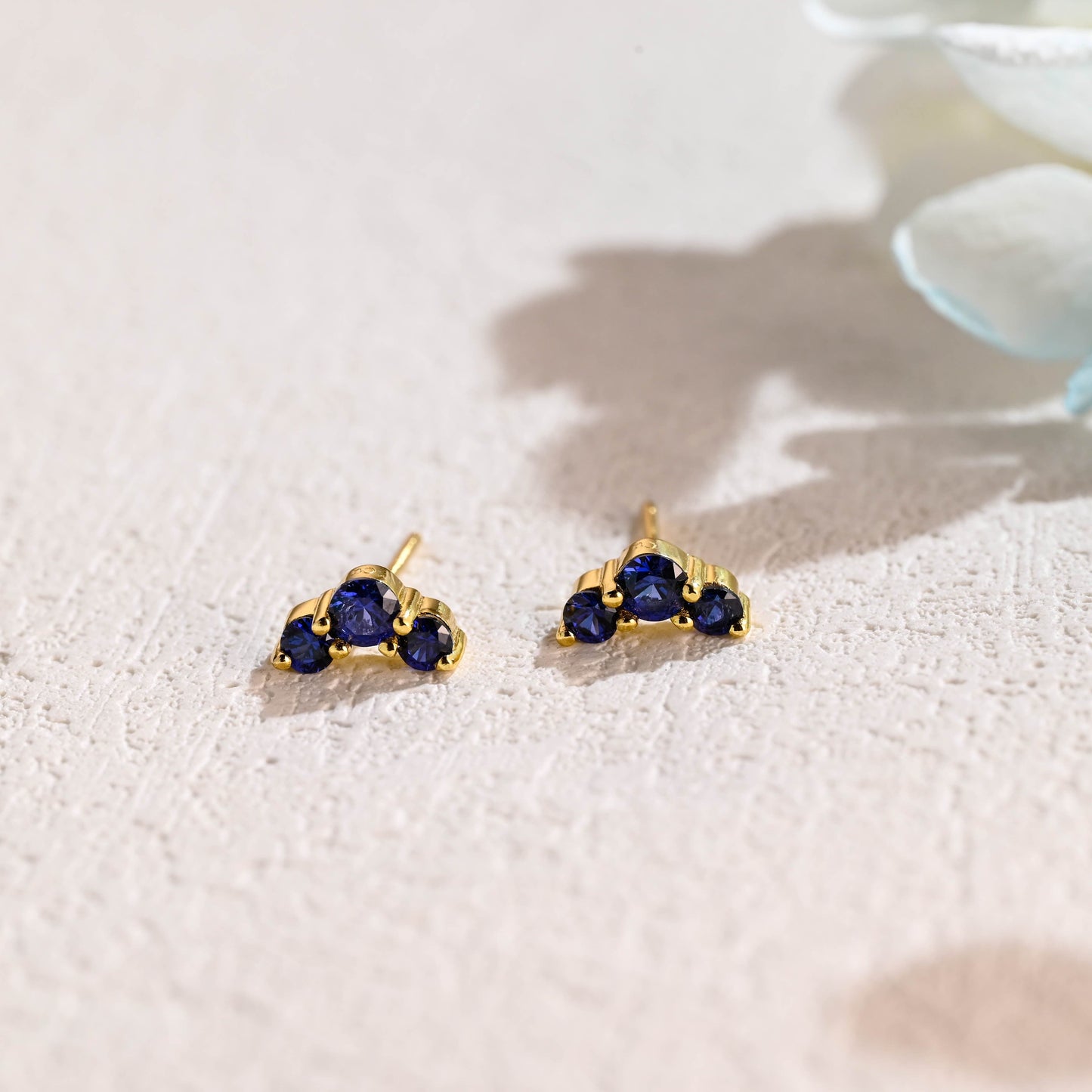 CausYou earrings CausYou Solid Gold Lab Grown Sapphire Earrings Studs, Climber Earrings Dainty Accessories for Women