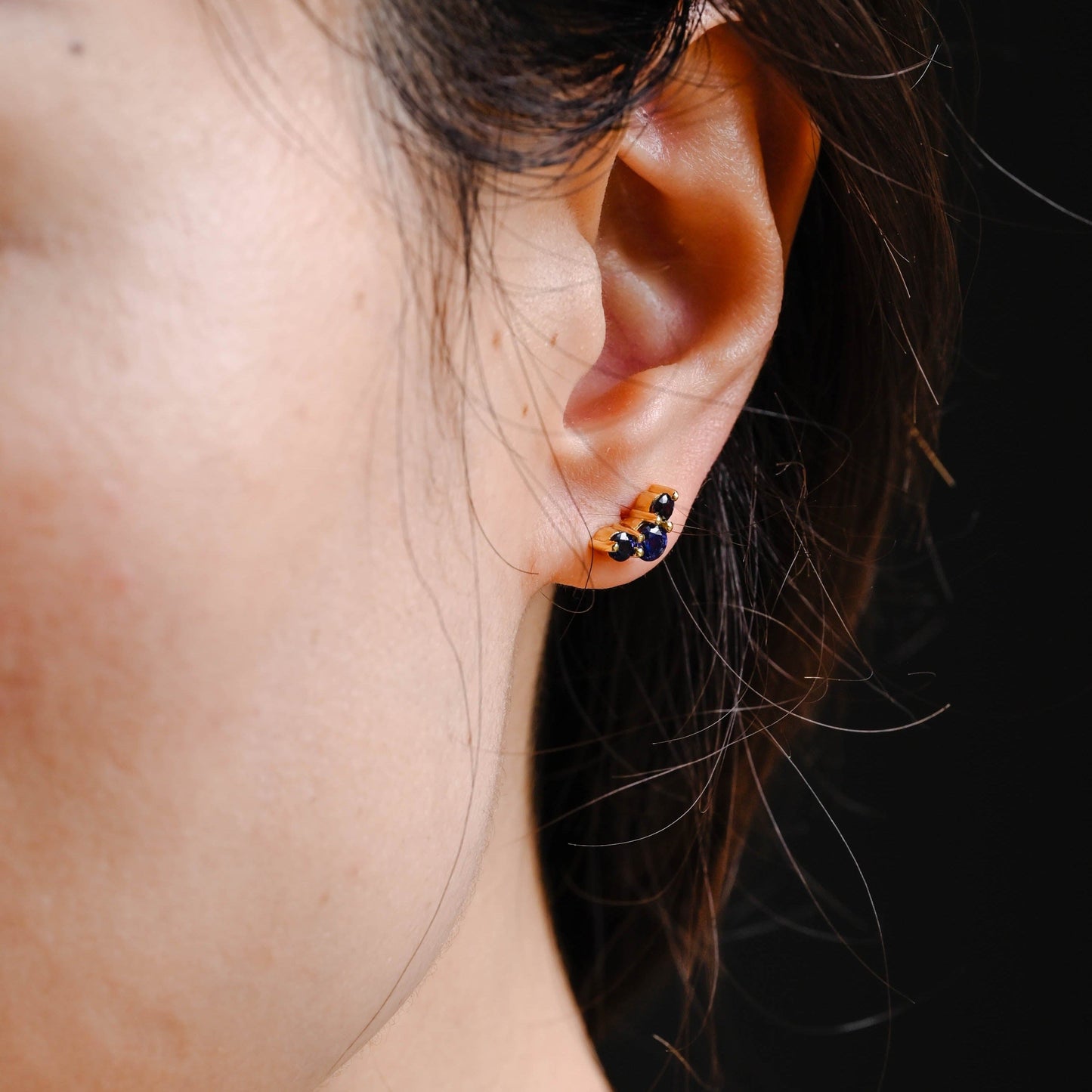 CausYou earrings CausYou Solid Gold Lab Grown Sapphire Earrings Studs, Climber Earrings Dainty Accessories for Women
