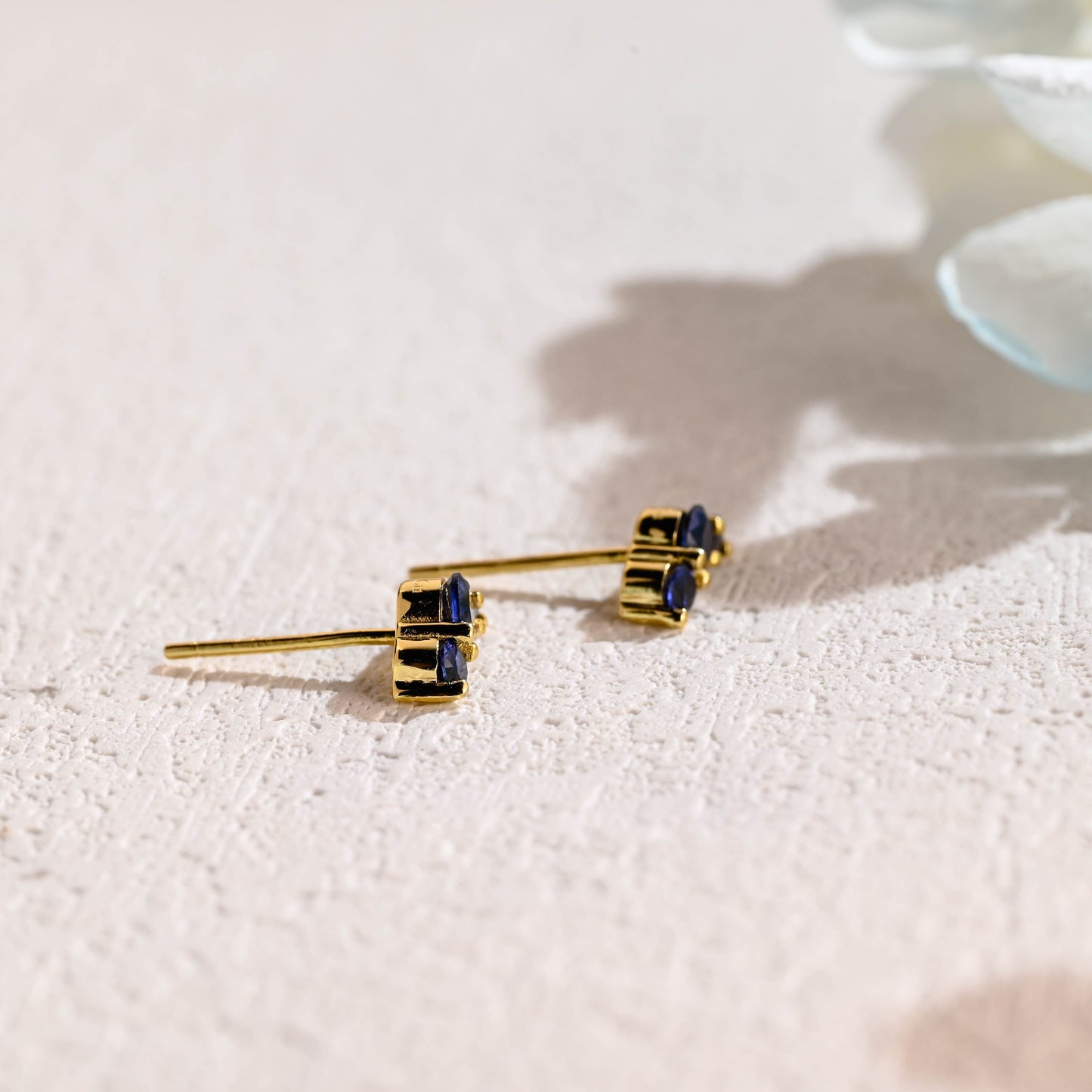 CausYou earrings CausYou Solid Gold Lab Grown Sapphire Earrings Studs, Climber Earrings Dainty Accessories for Women