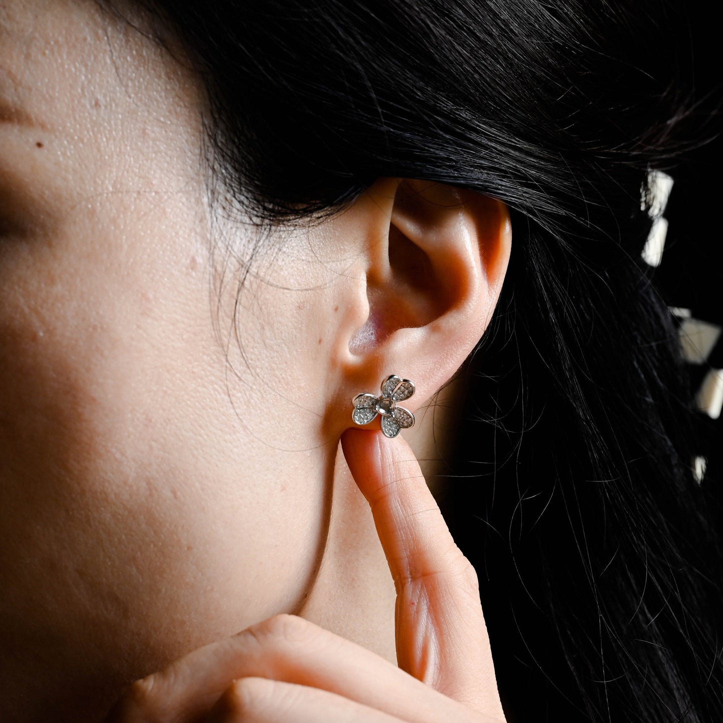 CausYou earrings CausYou Solid Gold Lucky Clover Moissanite Earrings, Clover Studs Accessories for Women Wife