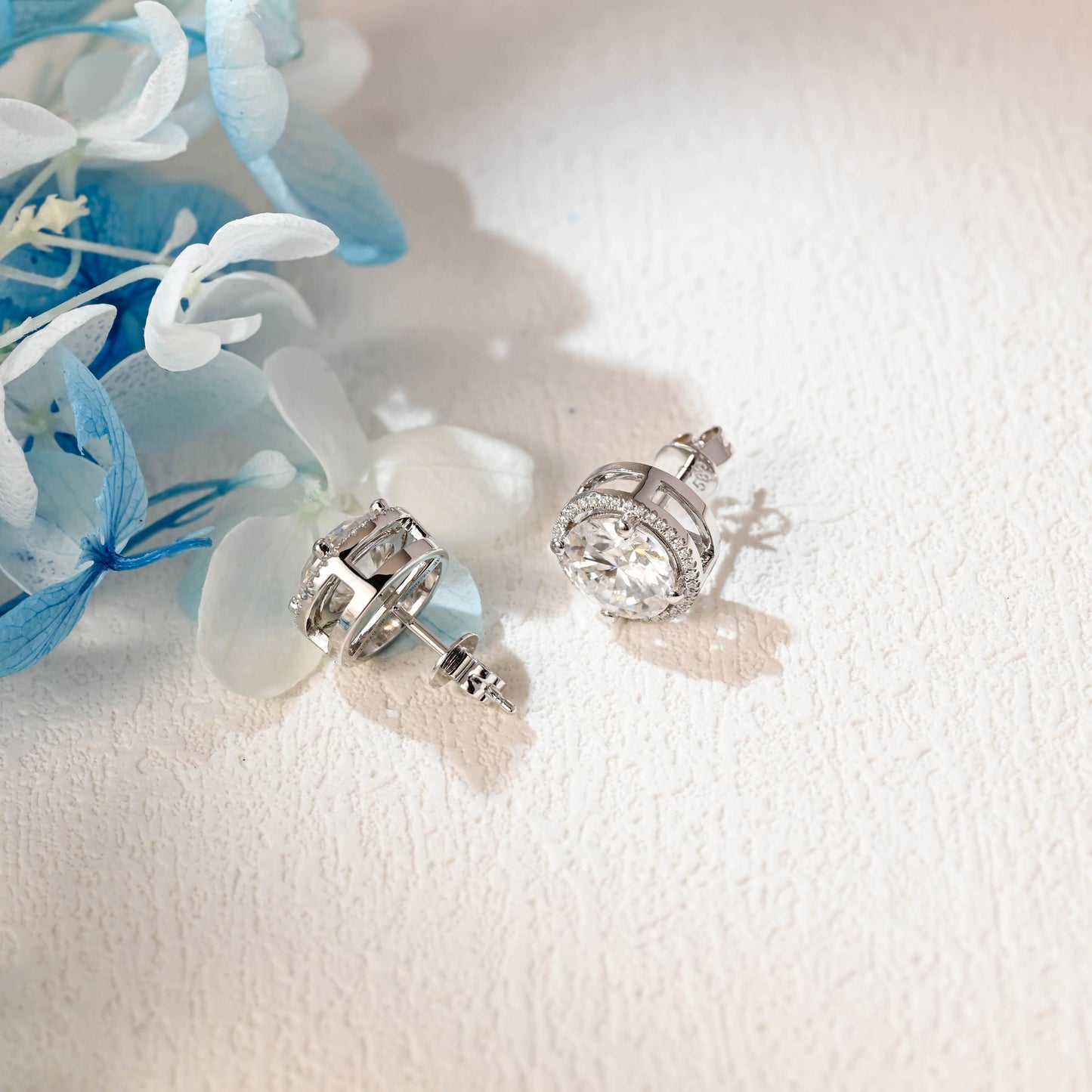 CausYou earrings Solid Gold Round Cut Moissanite Earrings Studs, Wedding Studs, Anniversary Gift for Women, Wife