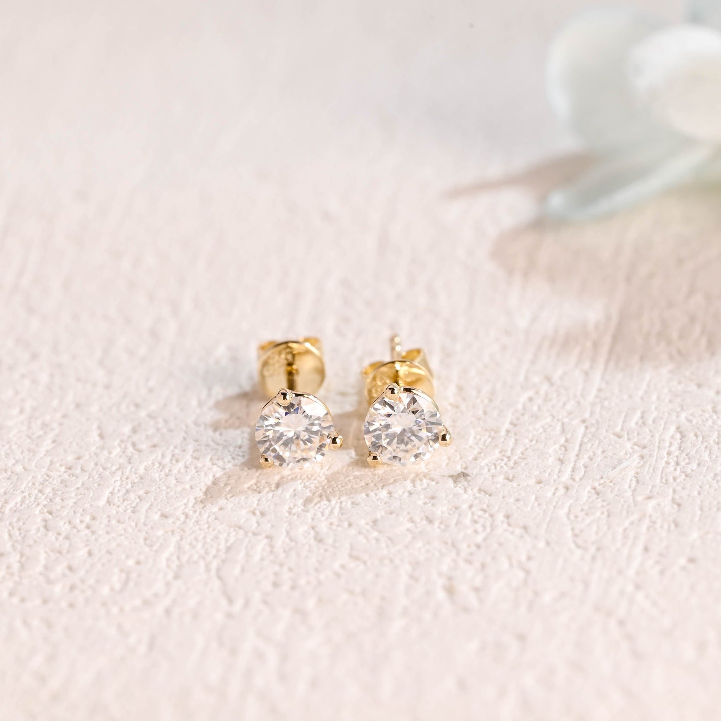 CausYou earrings Solid Gold Round Moissanite Earrings Studs, Minimalist Earrings Studs, Gift for Women