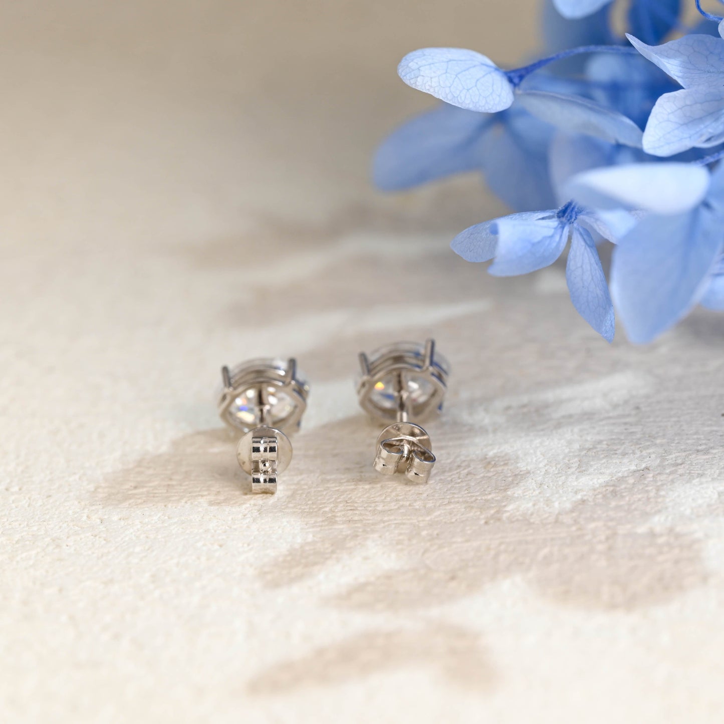 CausYou earrings Solid Gold Solitaire Step Cut Oval Moissanite Earrings Studs
