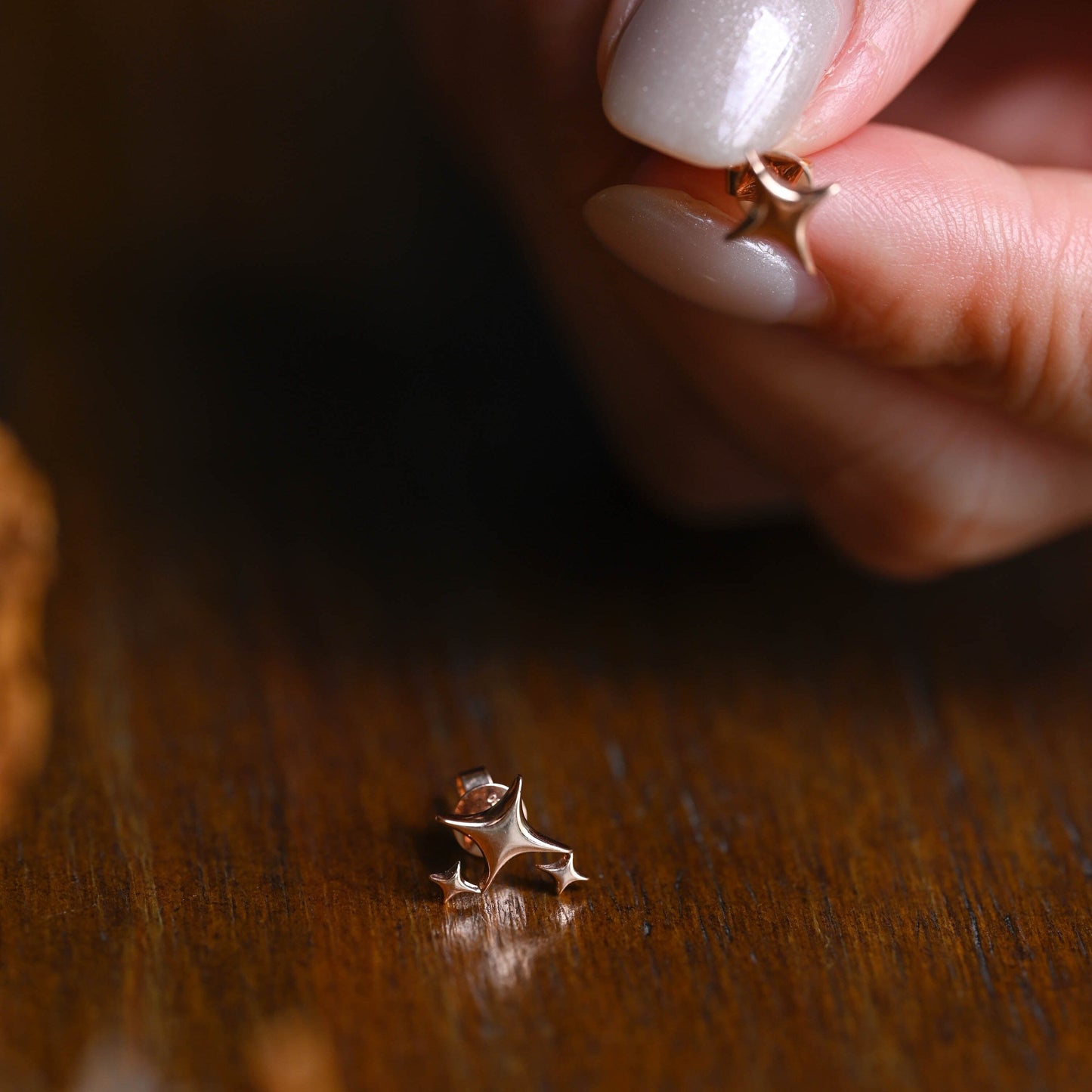 CausYou earrings Solid Gold Star Earring Studs
