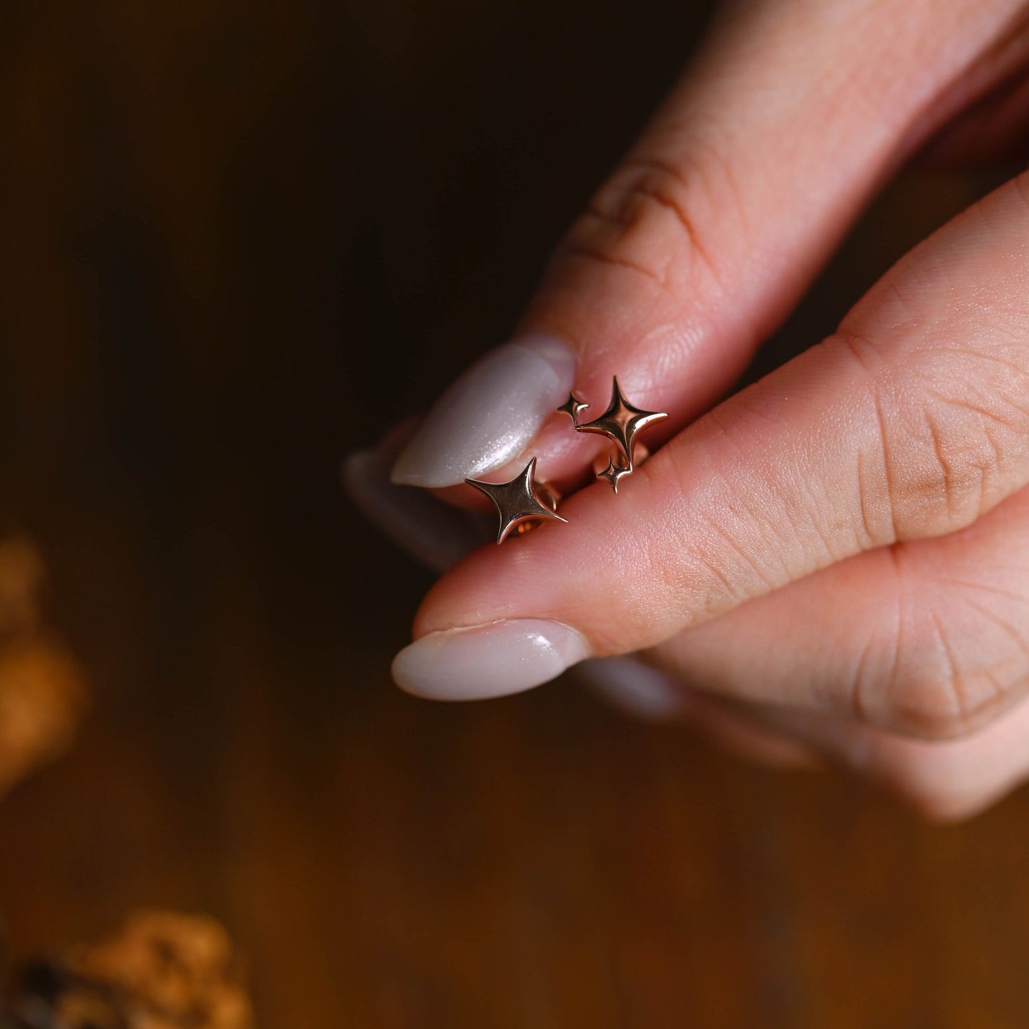 CausYou earrings Solid Gold Star Earring Studs