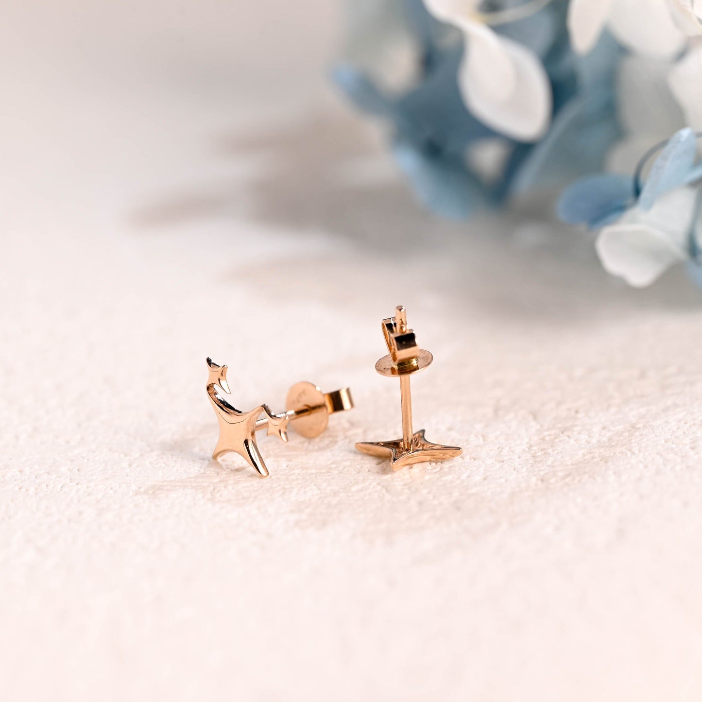 CausYou earrings Solid Gold Star Earring Studs