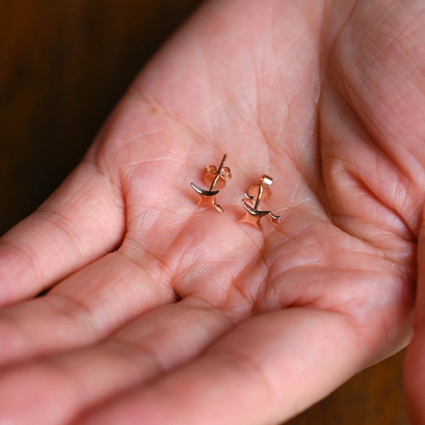 CausYou earrings Solid Gold Star Earring Studs