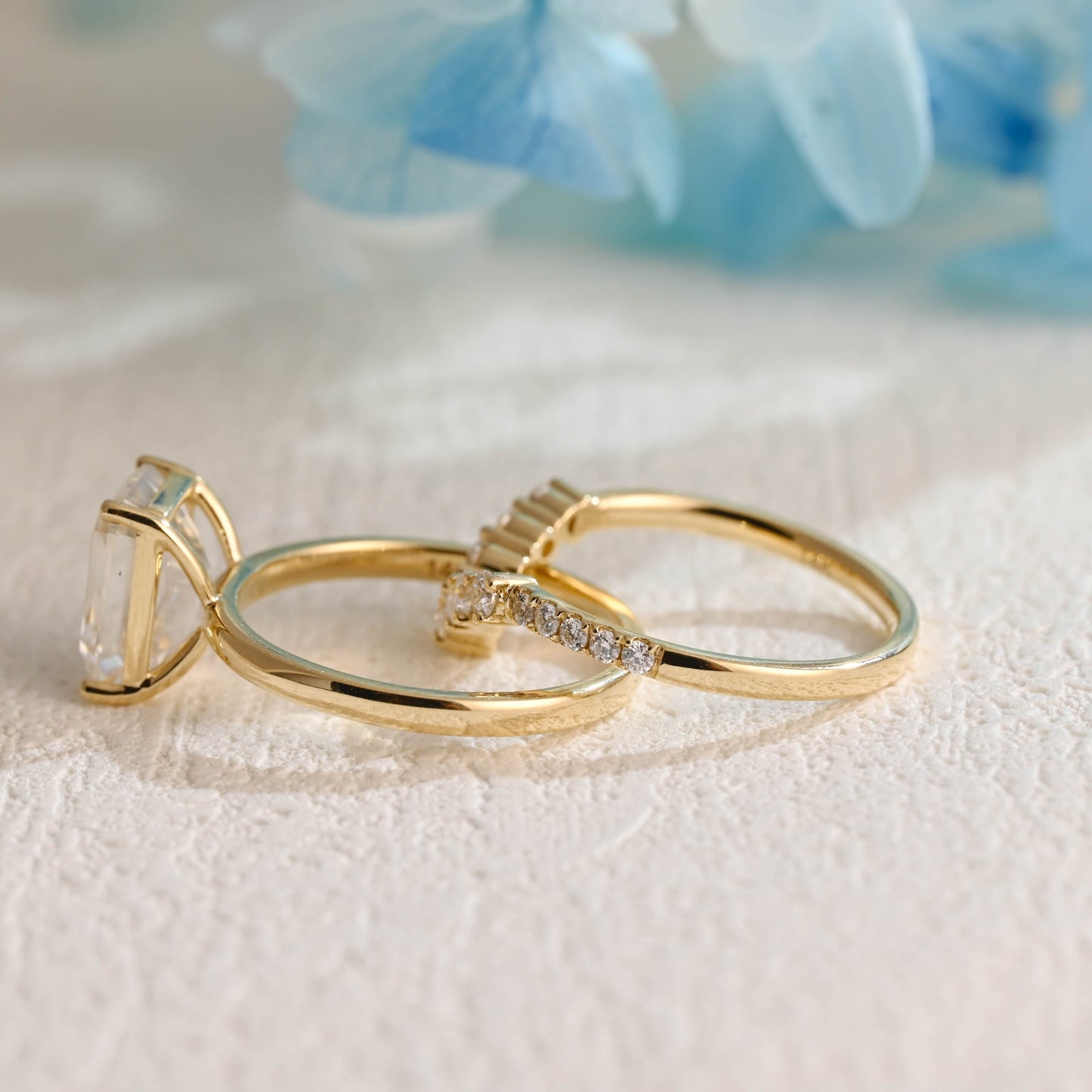 CausYou emerald cut bridal set CausYou Solid Gold Emerald Cut Moissanite Engagement Ring and Wedding Ring Set, Bridal Set, Gift for Woman, Wife