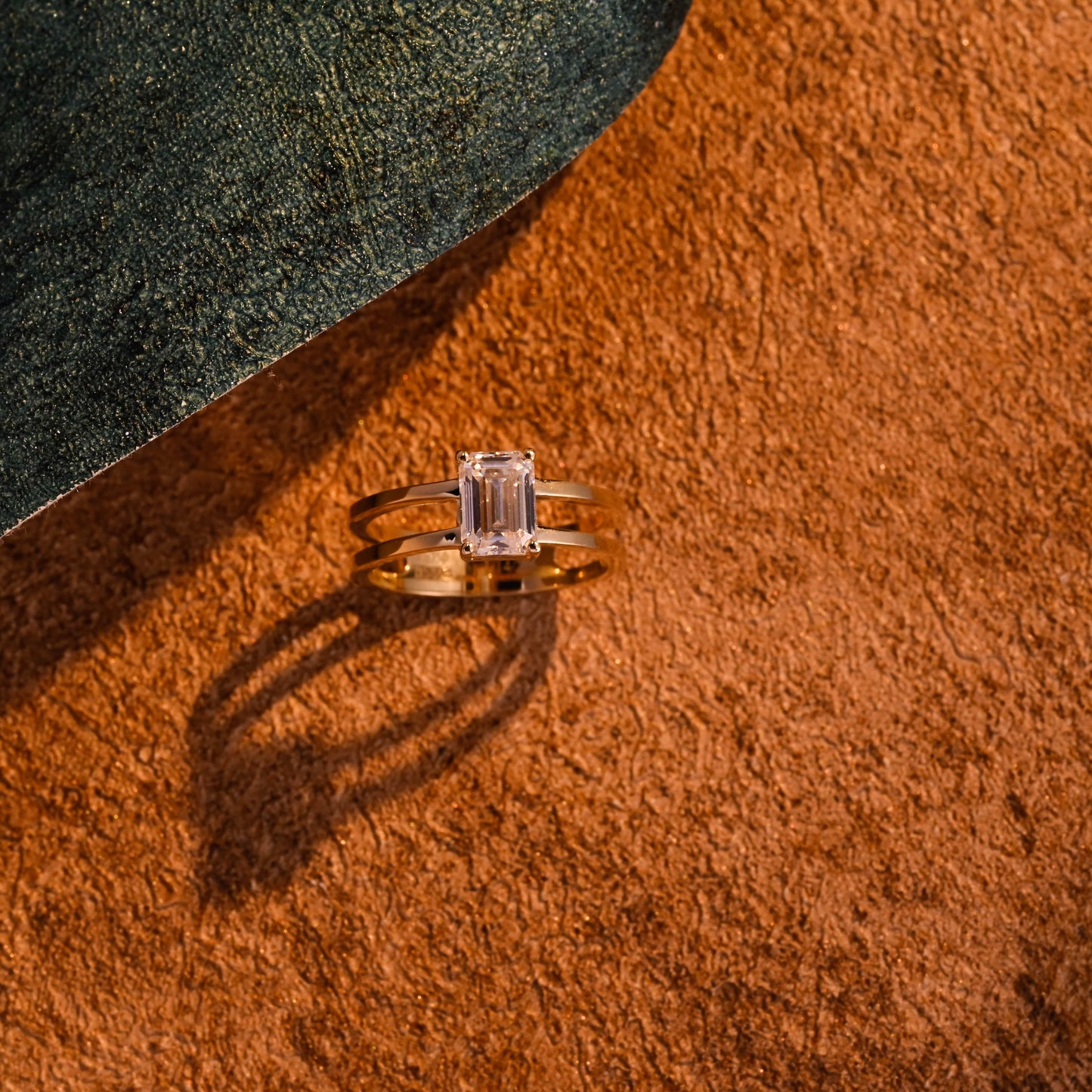 CausYou emerald cut diamond engagement ring CausYou Solid Gold D/VS1 Double Band Emerald Cut Lab Grown Diamond Engagement Ring