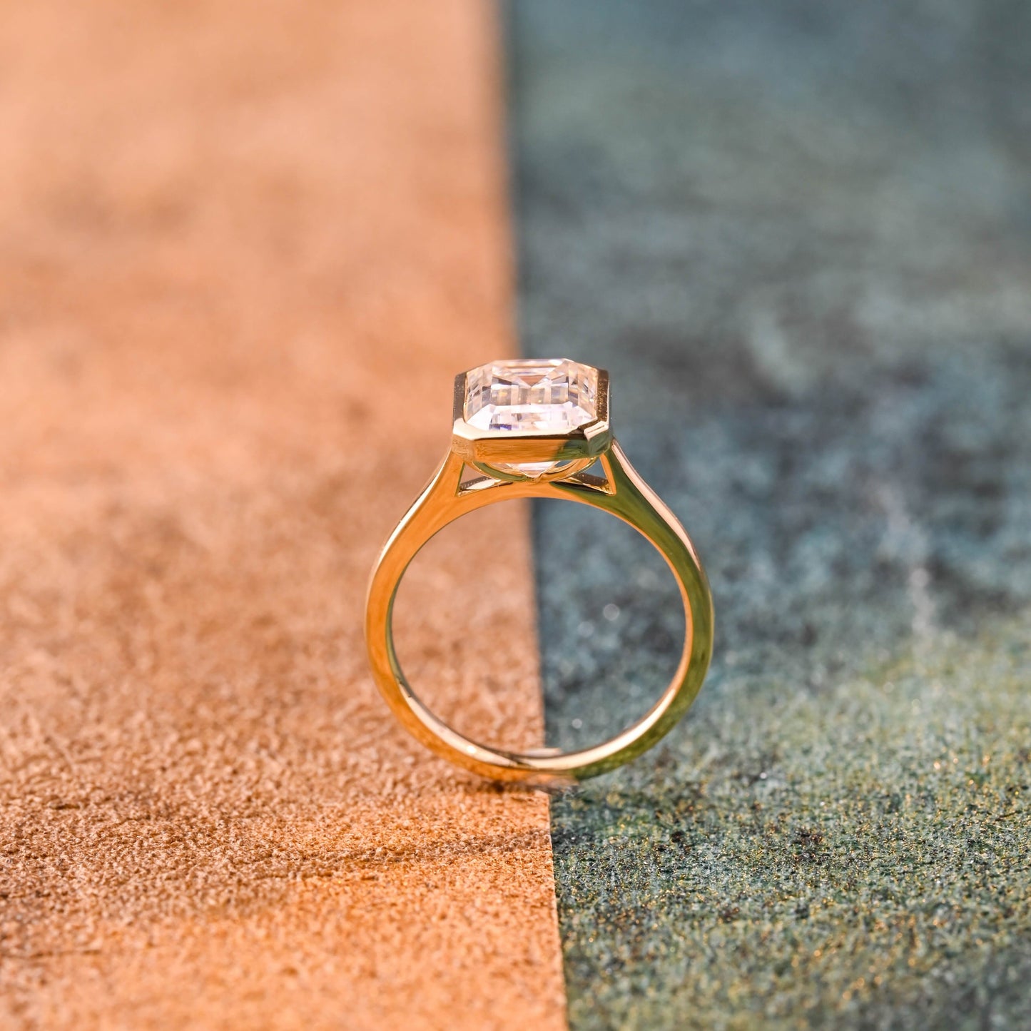 CausYou emerald cut diamond engagement ring CausYou Solid Gold D/VS1 Emerald Cut Diamond Engagement Ring Cathedral Ring, Lab Grown Diamond Solitaire Ring, Bezel Promise Ring, Gift for Women Wife