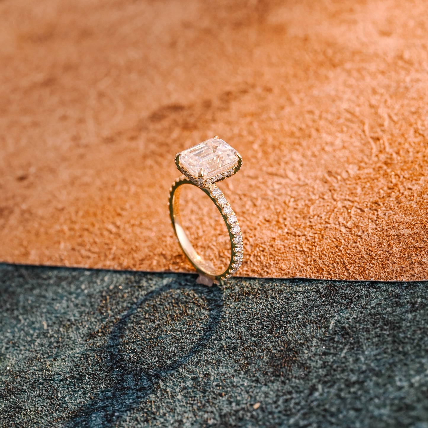 CausYou emerald cut diamond engagement ring CausYou Solid Gold D/VS1 Emerald Cut Lab Grown Diamond Engagement Ring, Paved Wedding Bridal Ring