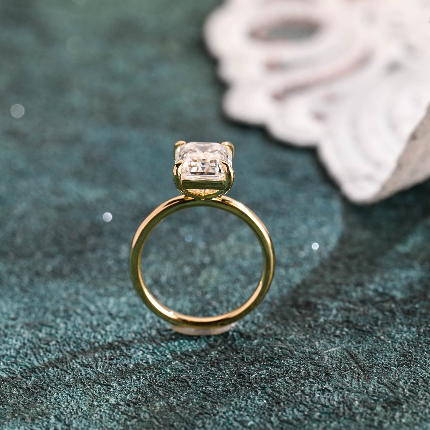 CausYou emerald cut diamond engagement ring CausYou Solid Gold D/VS1 Emerald Cut Lab Grown Diamond Engagement Ring, Solitaire Bridal Promise Ring