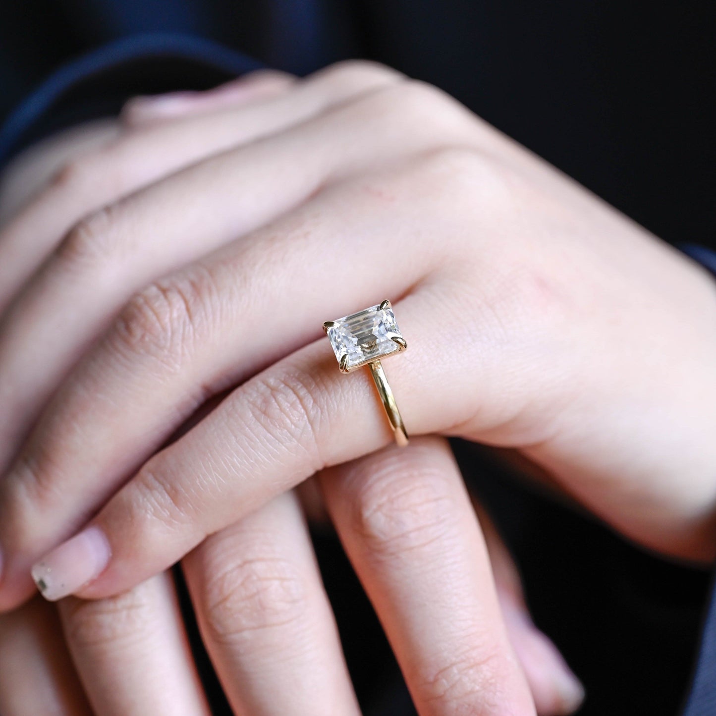 CausYou emerald cut diamond engagement ring CausYou Solid Gold D/VS1 Emerald Cut Lab Grown Diamond Engagement Ring, Solitaire Bridal Promise Ring