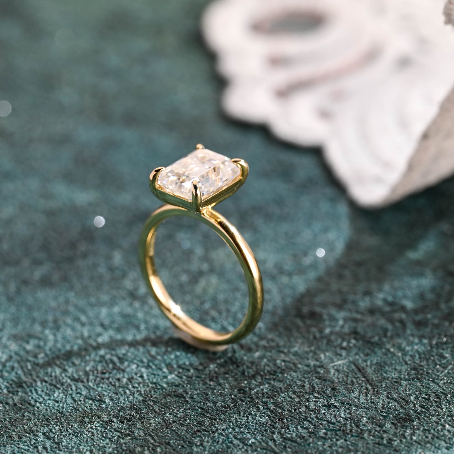 CausYou emerald cut diamond engagement ring CausYou Solid Gold D/VS1 Emerald Cut Lab Grown Diamond Engagement Ring, Solitaire Bridal Promise Ring