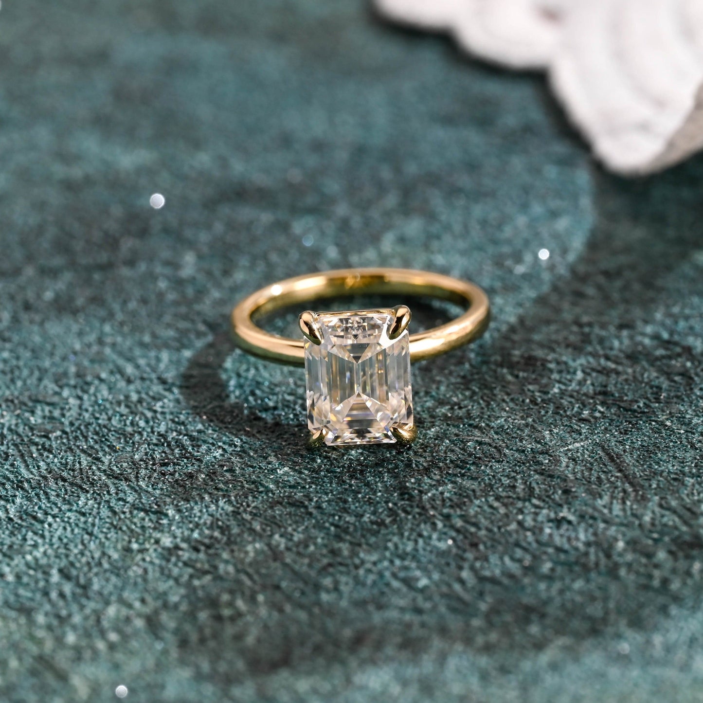 CausYou emerald cut diamond engagement ring CausYou Solid Gold D/VS1 Emerald Cut Lab Grown Diamond Engagement Ring, Solitaire Bridal Promise Ring
