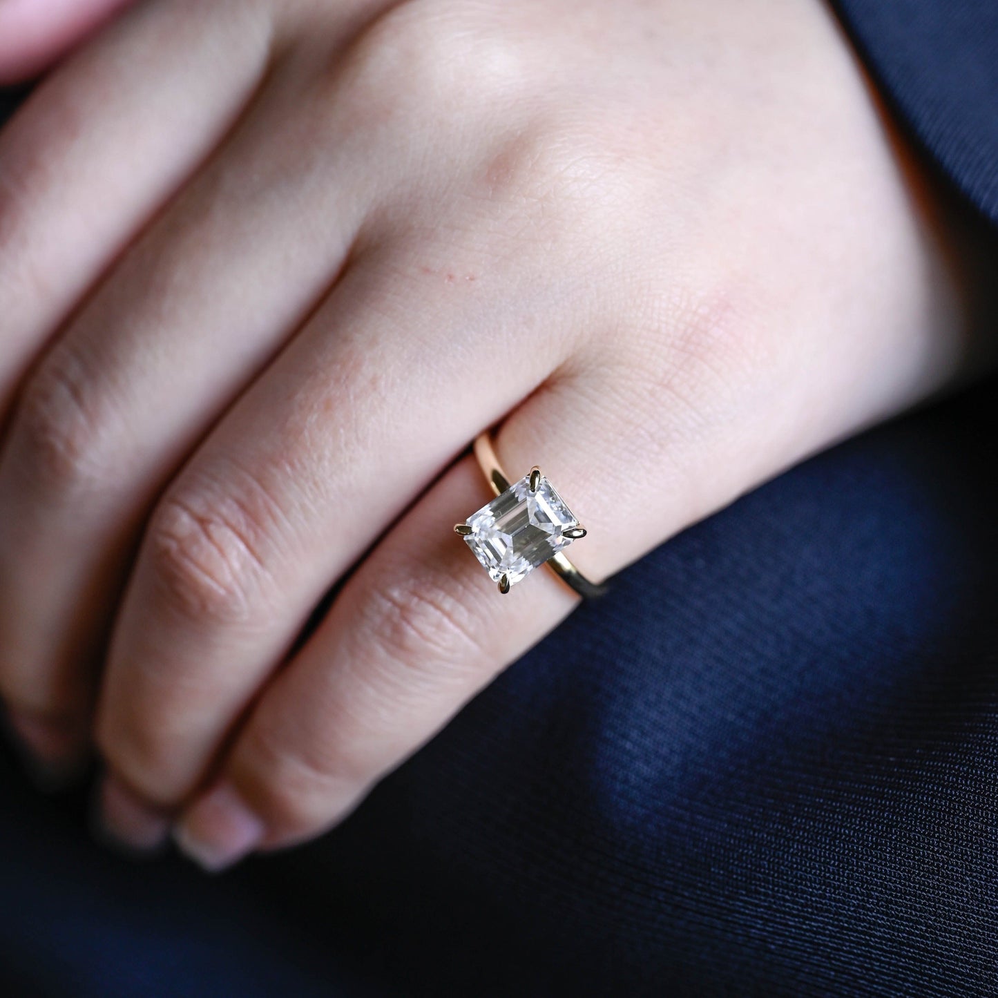CausYou emerald cut diamond engagement ring CausYou Solid Gold D/VS1 Emerald Cut Lab Grown Diamond Engagement Ring, Solitaire Bridal Promise Ring