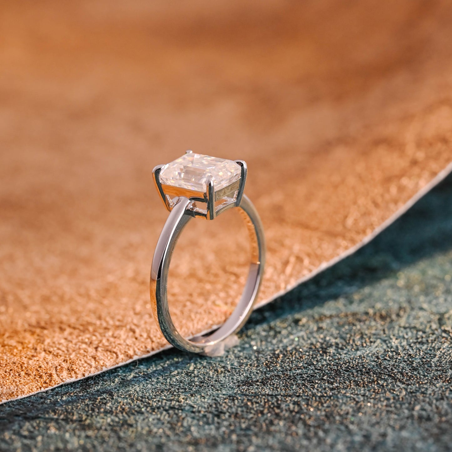 CausYou emerald cut diamond engagement ring CausYou Solid Gold D/VS1 Emerald Cut Lab Grown Diamond Engagement Ring, Solitaire Wedding Bridal Ring