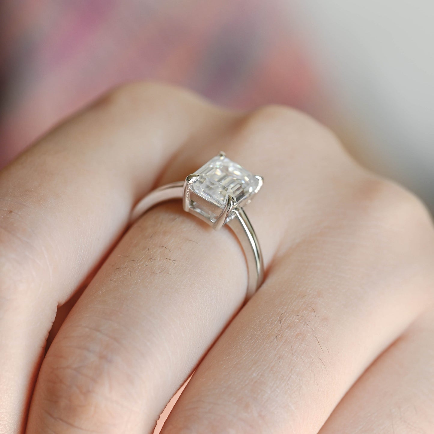 CausYou emerald cut diamond engagement ring CausYou Solid Gold D/VS1 Emerald Cut Lab Grown Diamond Engagement Ring, Solitaire Wedding Bridal Ring