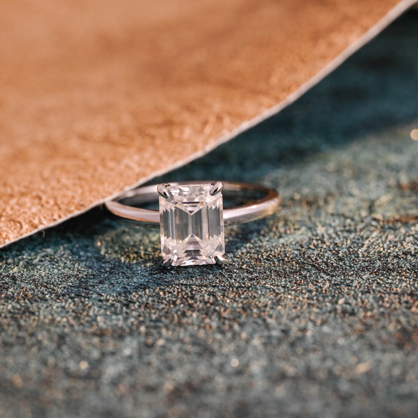 CausYou emerald cut diamond engagement ring CausYou Solid Gold D/VS1 Emerald Cut Lab Grown Diamond Engagement Ring, Solitaire Wedding Bridal Ring