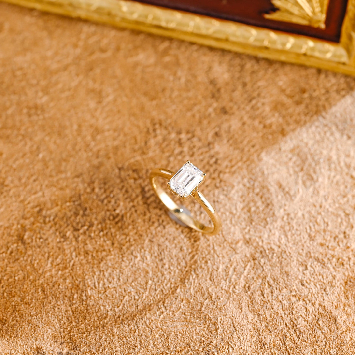 CausYou emerald cut diamond engagement ring CausYou Solid Gold D/VS1 Emerald Cut Lab Grown Diamond Engagement Ring, Solitaire Wedding Promise Ring