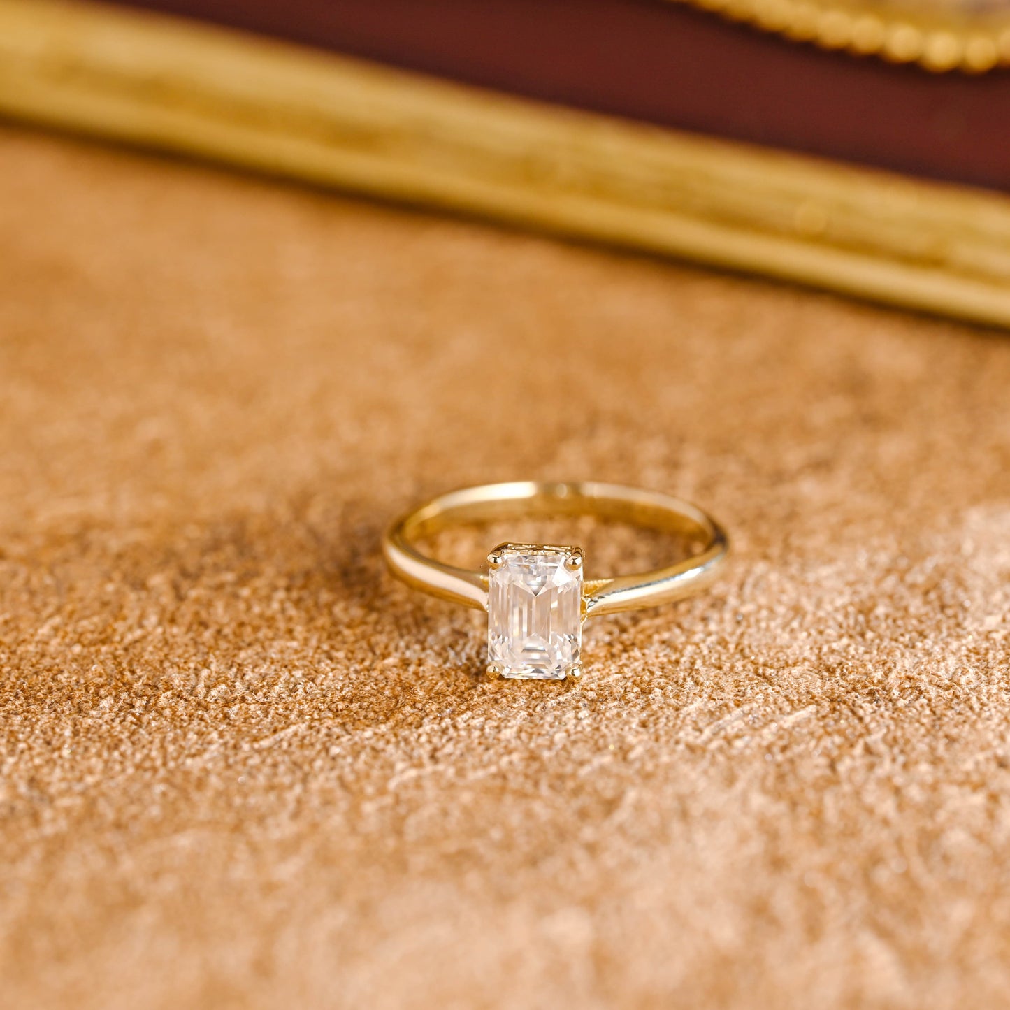 CausYou emerald cut diamond engagement ring CausYou Solid Gold D/VS1 Emerald Cut Lab Grown Diamond Engagement Ring, Solitaire Wedding Promise Ring