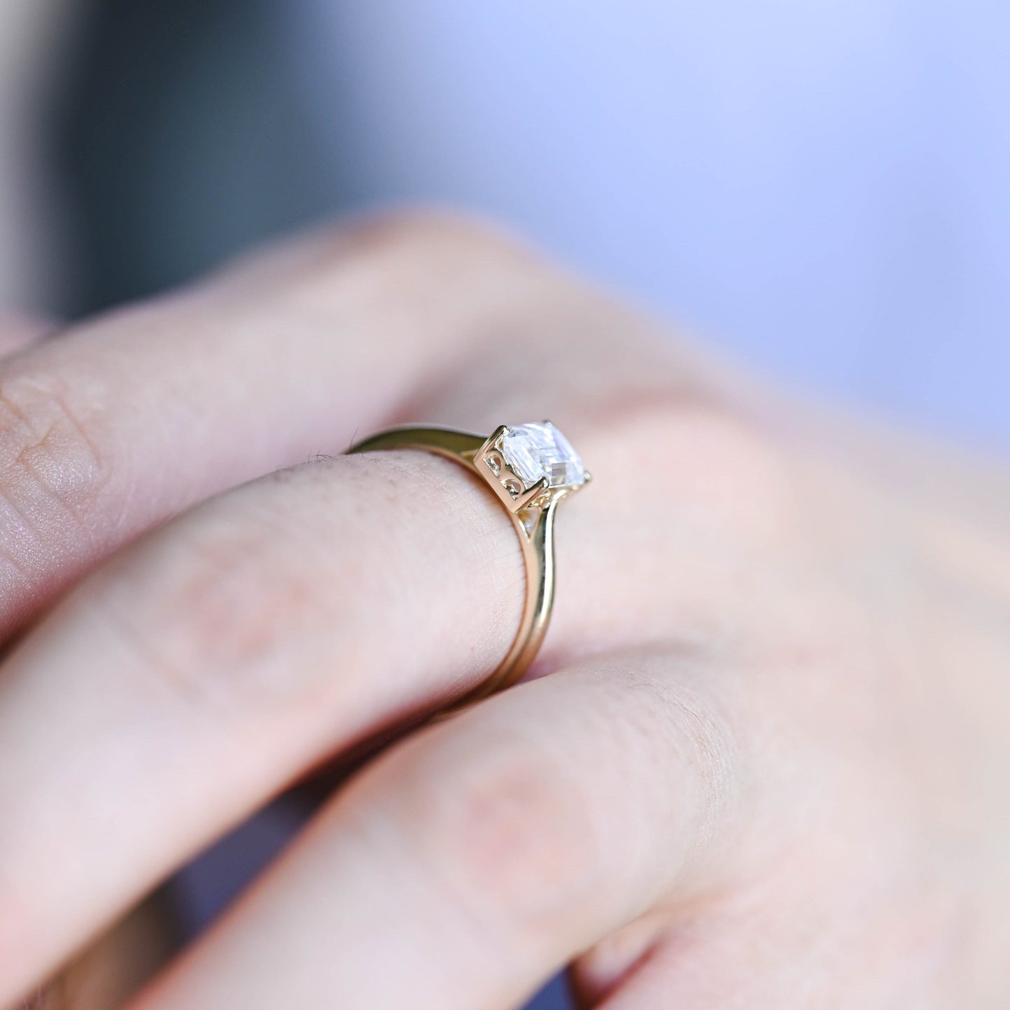 CausYou emerald cut diamond engagement ring CausYou Solid Gold D/VS1 Emerald Cut Lab Grown Diamond Engagement Ring, Solitaire Wedding Promise Ring