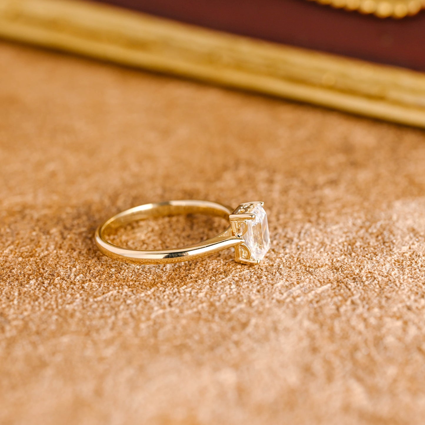 CausYou emerald cut diamond engagement ring CausYou Solid Gold D/VS1 Emerald Cut Lab Grown Diamond Engagement Ring, Solitaire Wedding Promise Ring