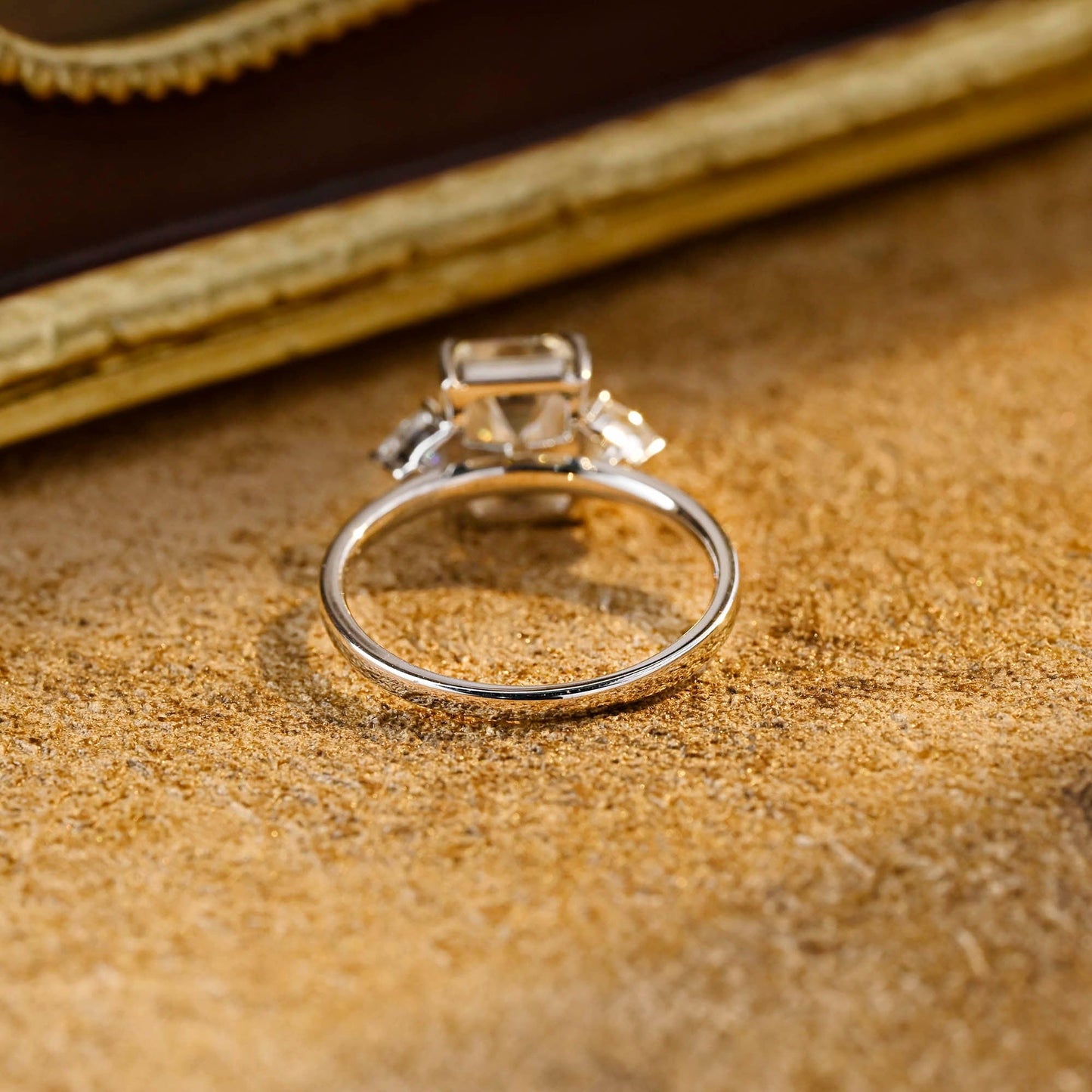 CausYou emerald cut diamond engagement ring CausYou Solid Gold D/VS1 Emerald Cut Lab Grown Diamond Engagement Ring, Three Stone Wedding Ring For Her
