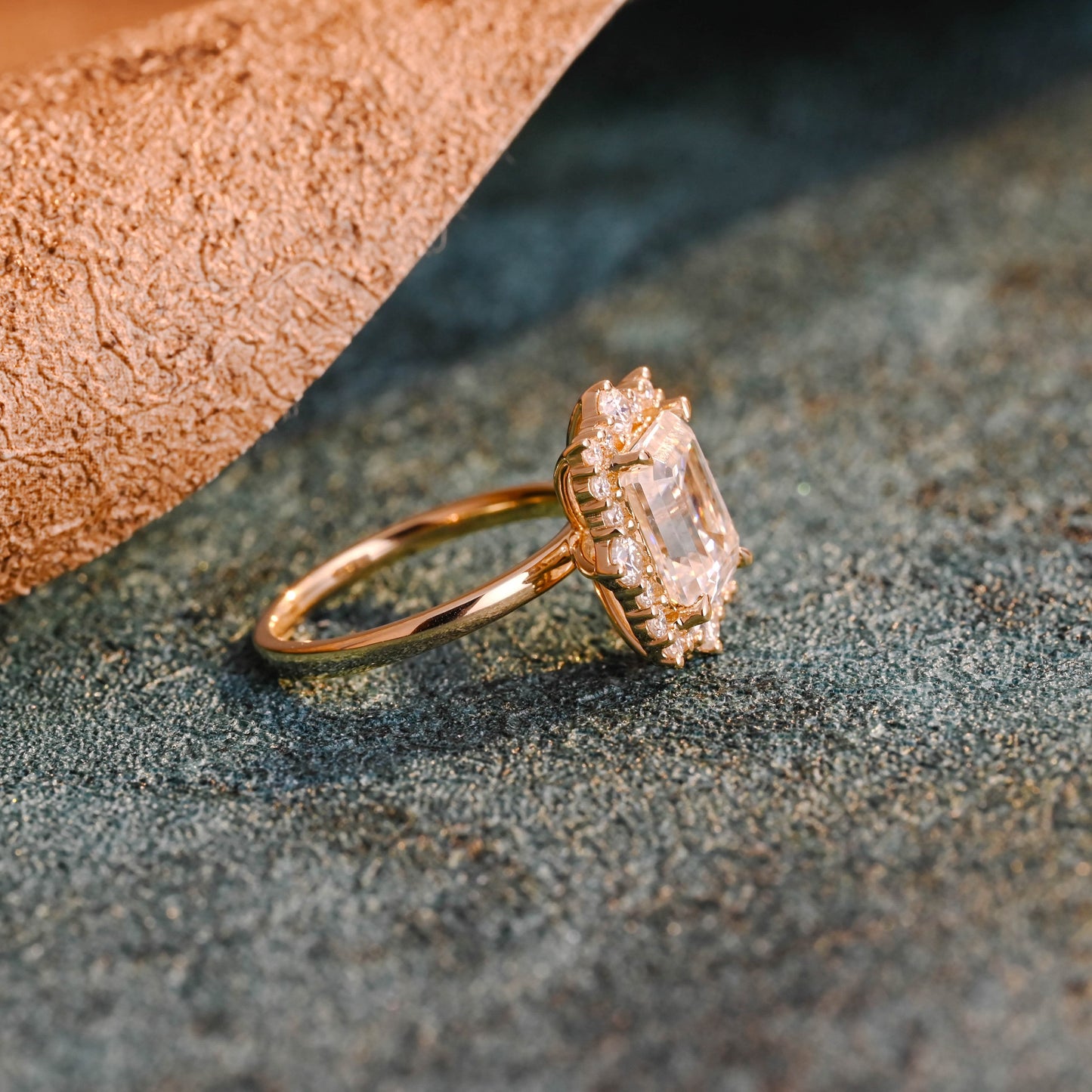 CausYou emerald cut diamond engagement ring CausYou Solid Gold D/VS1 Halo Emerald Cut Lab Grown Diamond Engagement Ring, Promise Ring for Her