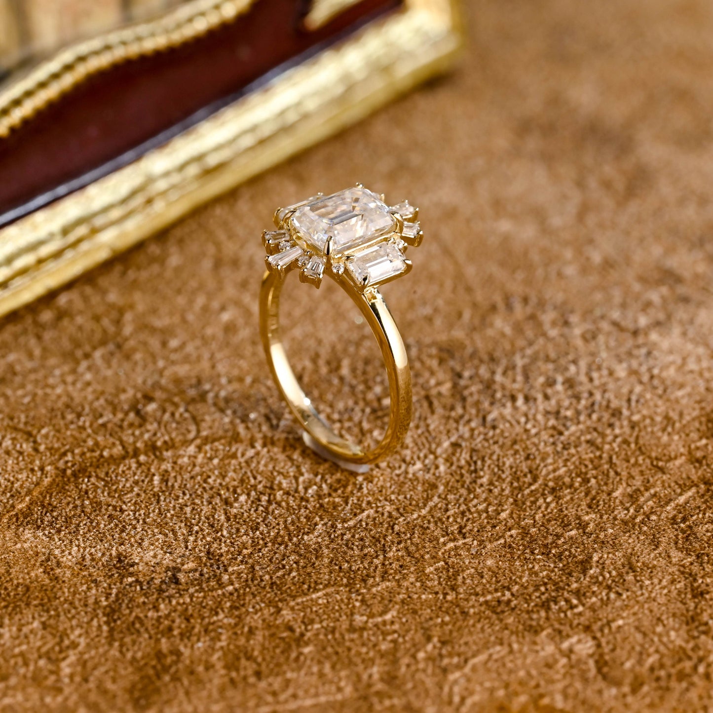 CausYou emerald cut diamond engagement ring CausYou Solid Gold D/VS1 Starburst Emerald Cut Lab Grown Diamond Ring, Unique Engagement Ring, Wedding Ring