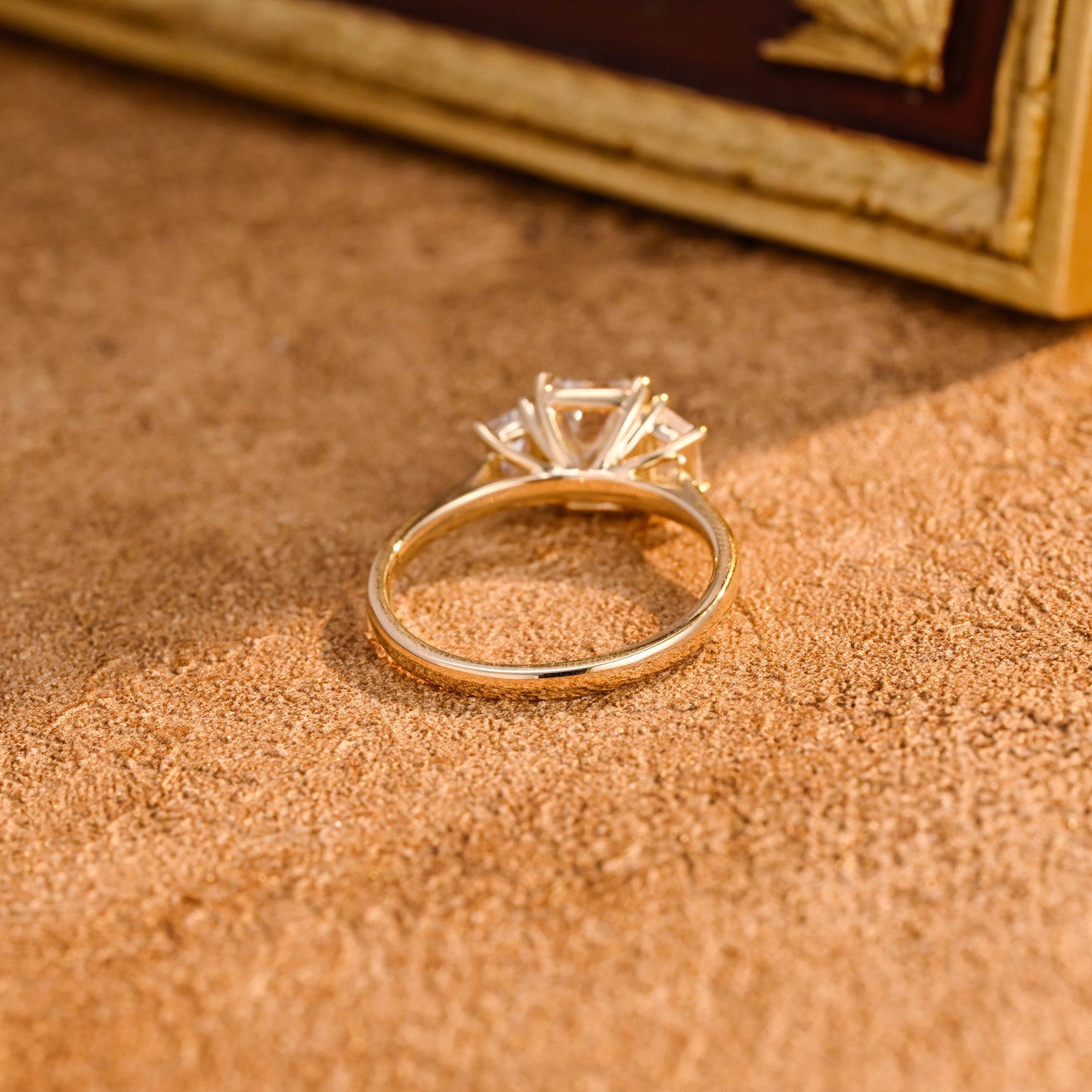 CausYou emerald cut diamond engagement ring CausYou Solid Gold D/VS1 Three Stone Emerald Cut Lab Grown Diamond Engagement Ring, Trapezoid Accents Wedding Ring