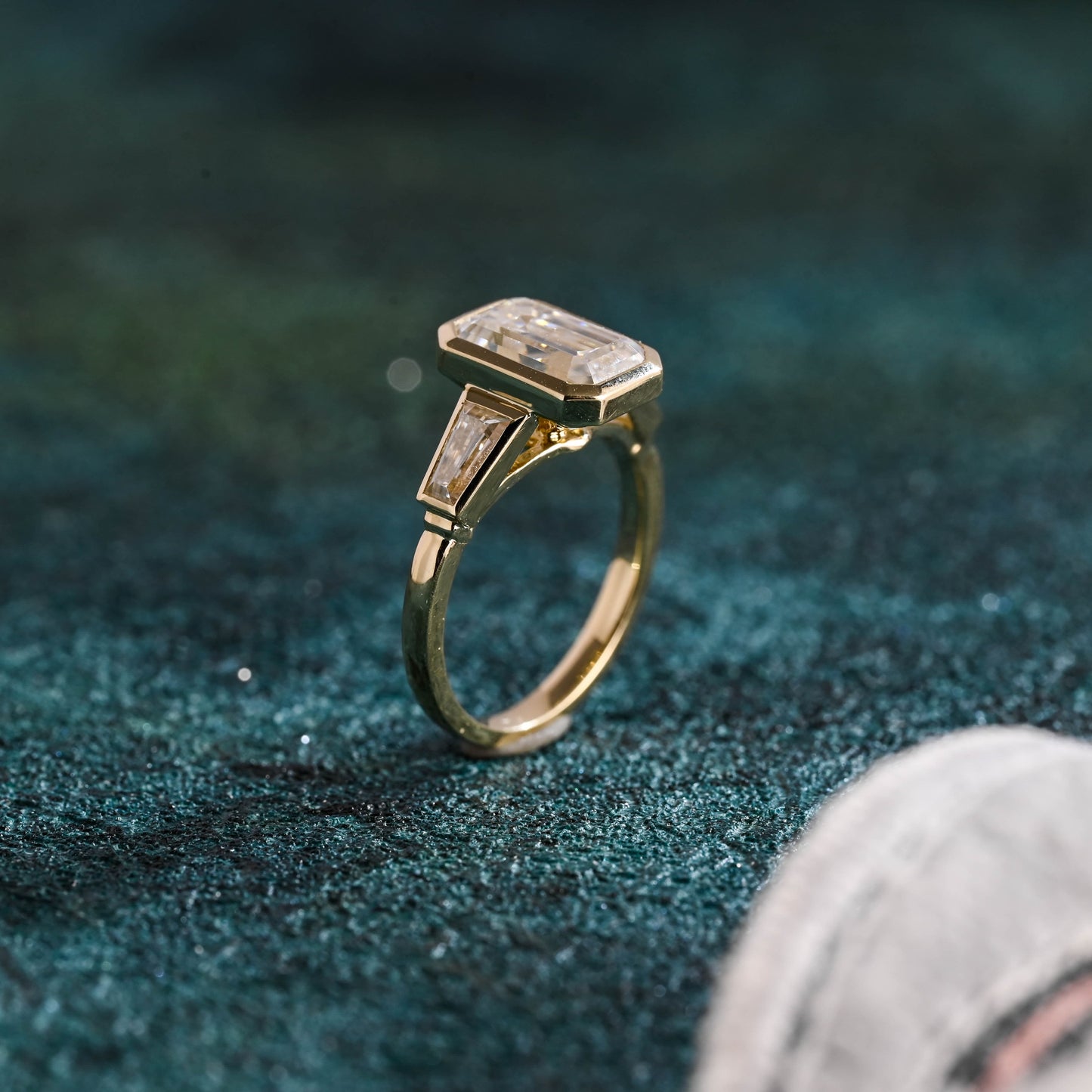 CausYou emerald cut diamond engagement ring Solid Gold D/VS1 Emerald Cut Lab Grown Diamond Engagement Ring, Three Stone Promise Ring, Gift for Woman
